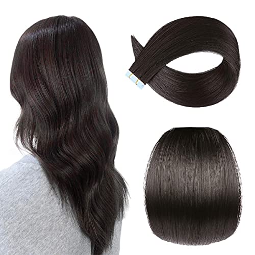 LUSH LOCKS® 100% Remy Human Hair Tape in Extensions - 22 Inch Silky Straight Seamless Skin Weft (40Pcs/Pack, 100g, Natural Black) for Volume & Length - Perfect for Weddings, Parties & Daily Styling (Model: New-TB-EXT-02-22)