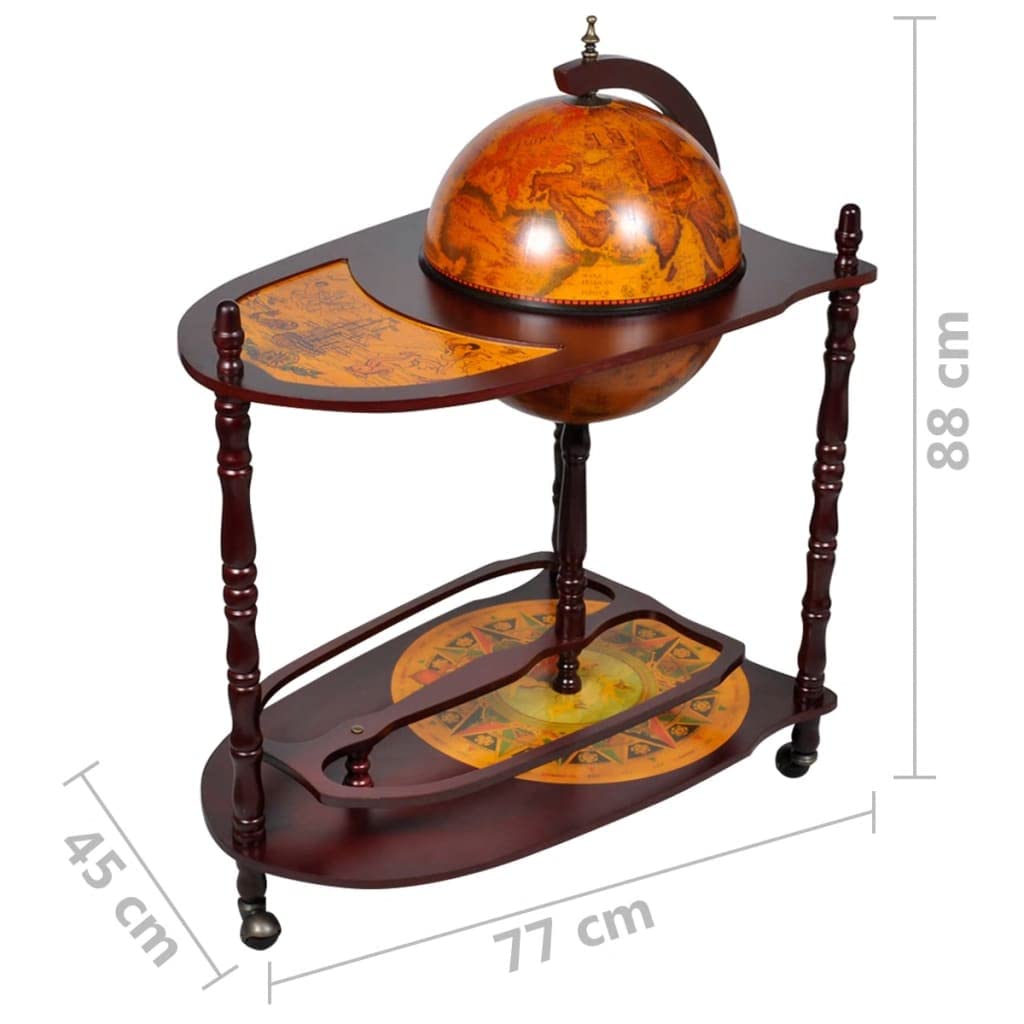 CHARMMA Globe Bar Wine Stand - Freestanding Eucalyptus Wood Wine Rack (Brown, 14.4KG) - Perfect for Home Bars, Restaurants & Wine Cellars