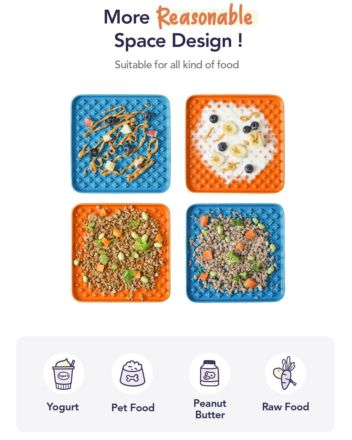LE TAUCI Slow Feeder Dog Bowl - 7.5 Inch Non-Slip Lick Mat for Medium & Large Dogs - Anxiety Relief Puzzle Feeder for Peanut Butter & Treats - Pet Enrichment Toys Set of 2 (Blue & Orange) - Perfect for Mealtime Fun & Mental Stimulation