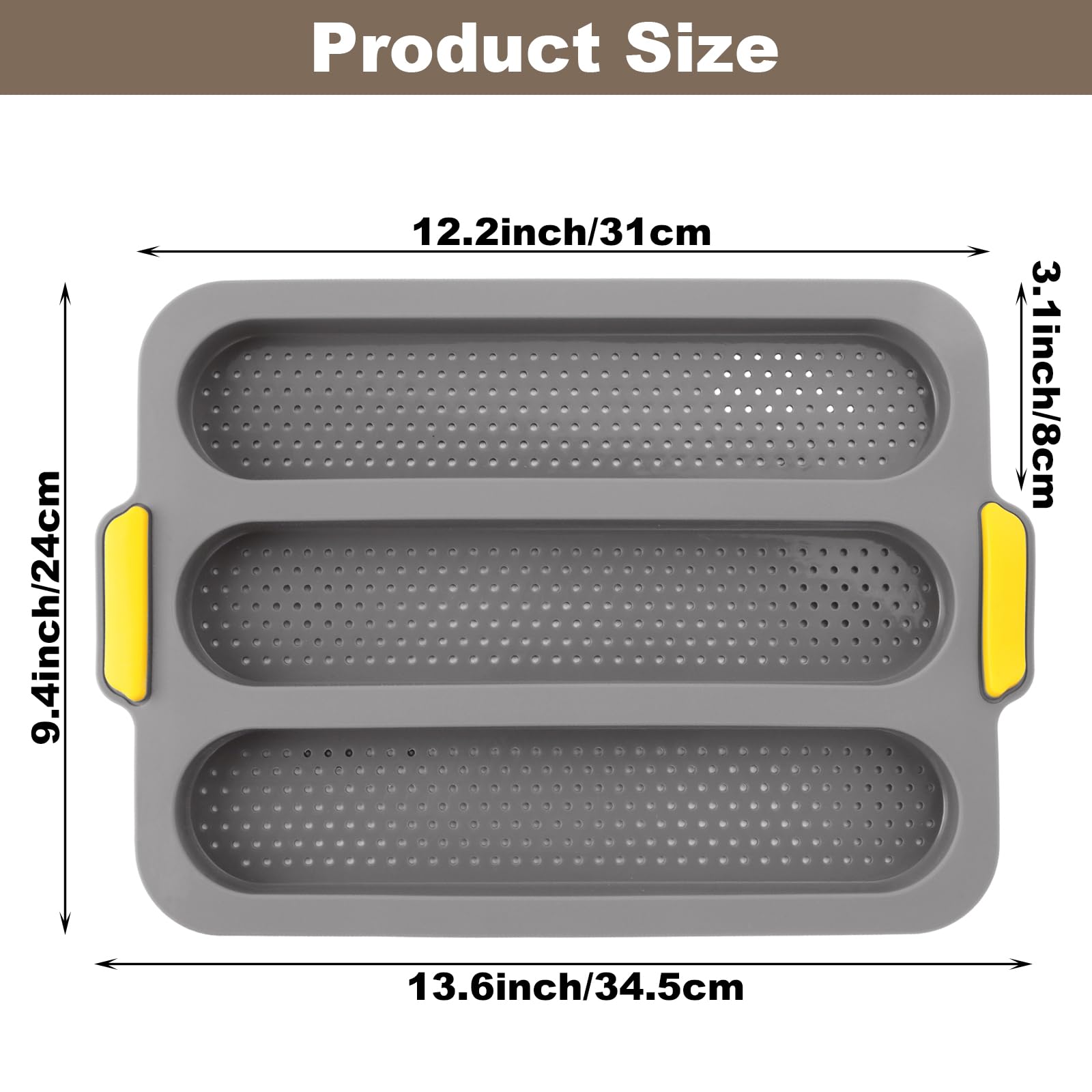 2-Pack Nonstick Silicone Baguette Pan - 3-Wave French Bread Baking Tray for Perfect Loaves & Toast | Oven-Safe Baguette Mold for Homemade Bread, Artisan Baking & French Toast Preparation