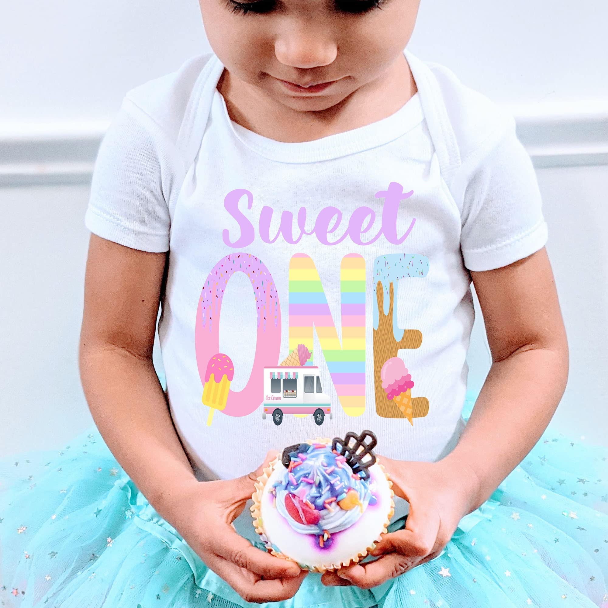 Sweet One Ice Cream Birthday Bodysuit - 1st Birthday Outfit for 18 Months Baby | Perfect for Birthday Parties, Photo Shoots & Special Celebrations