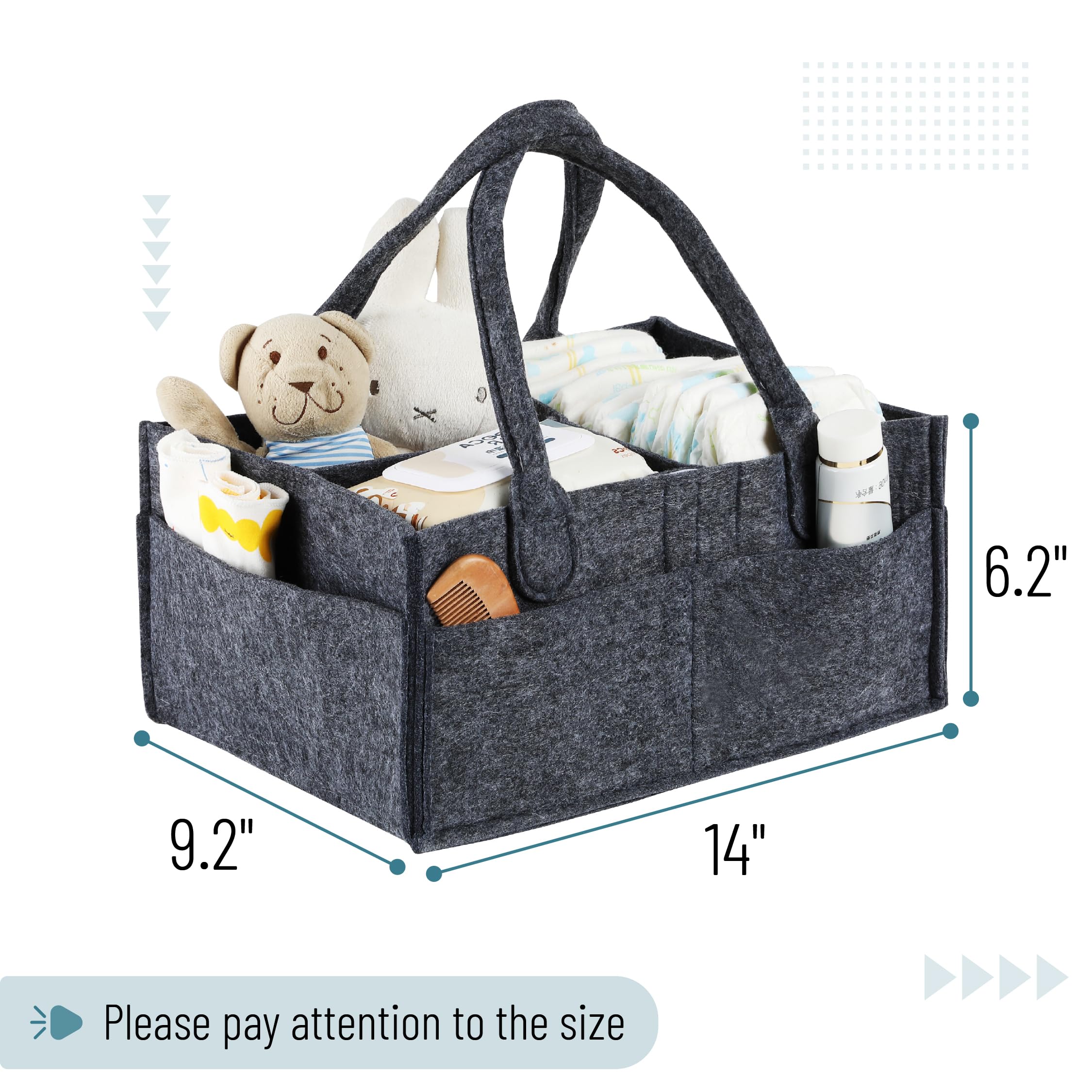 Mr. Pen Baby Diaper Caddy Organizer - Portable Diaper Storage for Nursery & Car, Charcoal Gray - Perfect for Changing Table, Travel & Home Organization