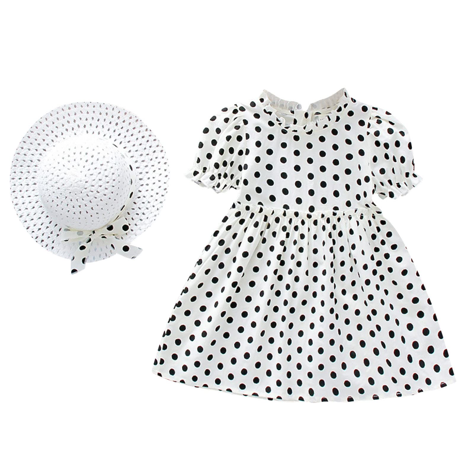 Floral Pleated Ruffle Sleeve Baby Girls Dress with Back Bowknot - Toddler Infant Beach Outfit for Summer Play, Photo Shoots & Special Occasions