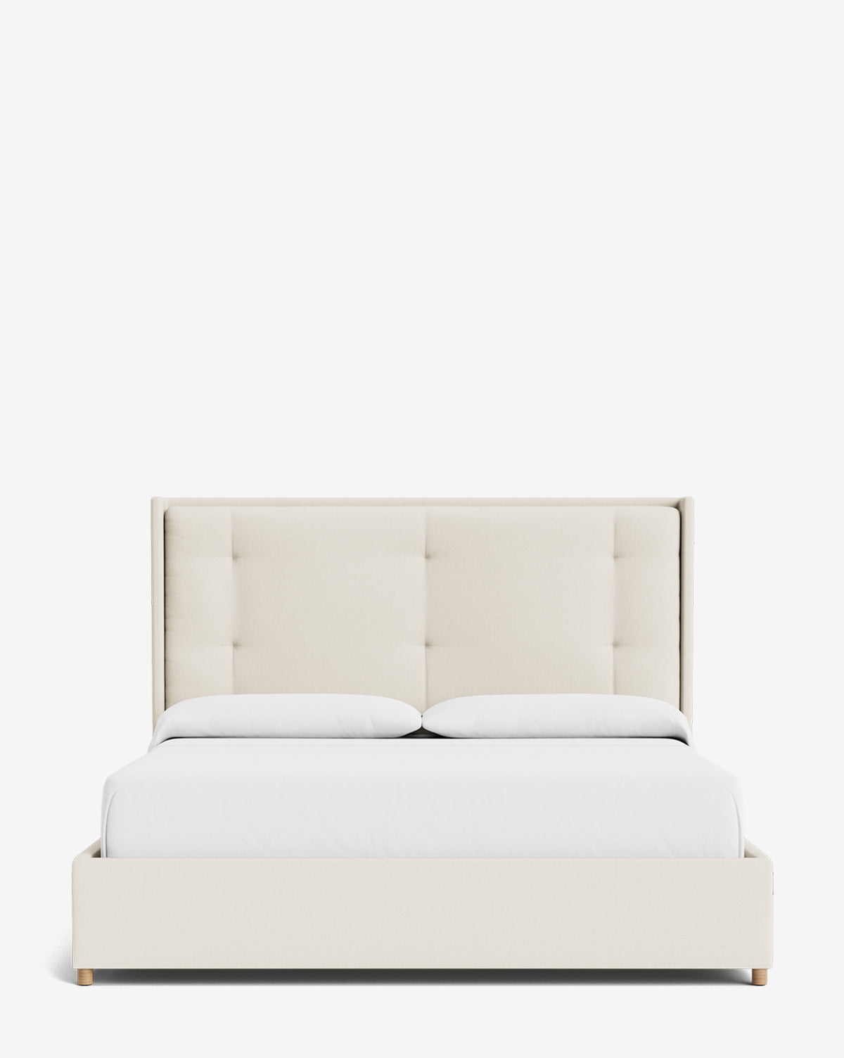 Luxury Ria Upholstered Bed Frame - Queen Size Platform Bed with Soft Fabric Headboard - Modern Bedroom Furniture for Master & Guest Rooms