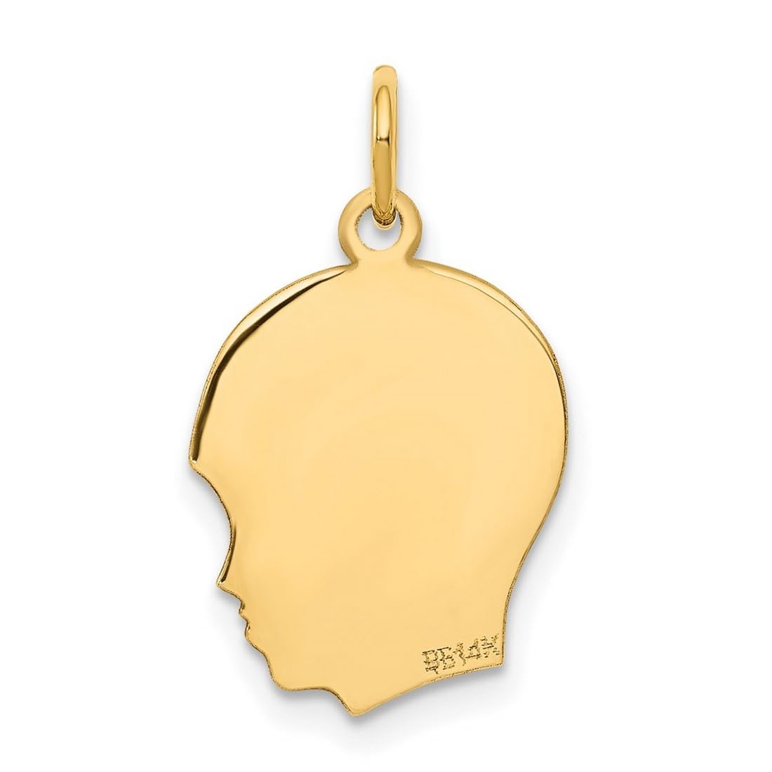 14K Yellow Gold Solid Polished Plain Right-Facing Teen Head Charm Pendant Necklace - 22x13mm Wide, Dainty Jewelry for Women & Teens - Perfect for Gifts, Everyday Wear & Special Occasions