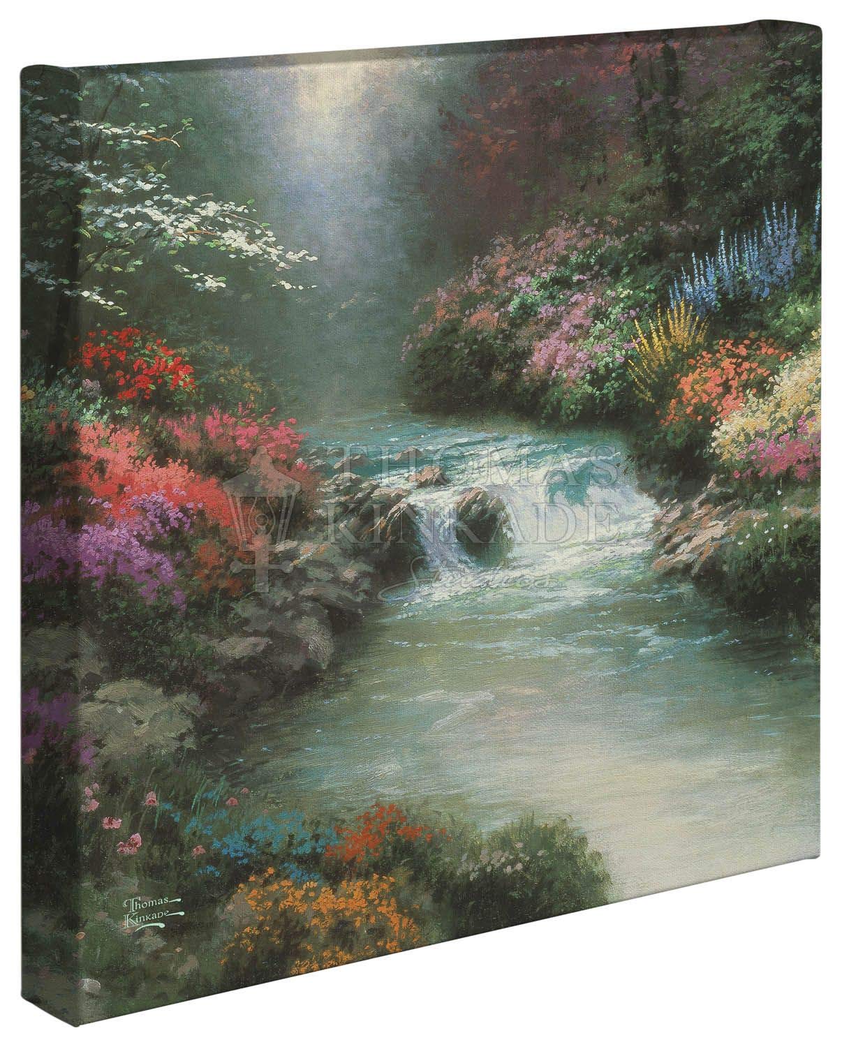 Thomas Kinkade Beside Still Waters 14x14 Inch Gallery Wrapped Canvas Art - Frameless Christian Wall Decor for Living Room, Bedroom & Office - Includes Certificate of Authenticity - Perfect Gift for Home Decor & Religious Inspiration