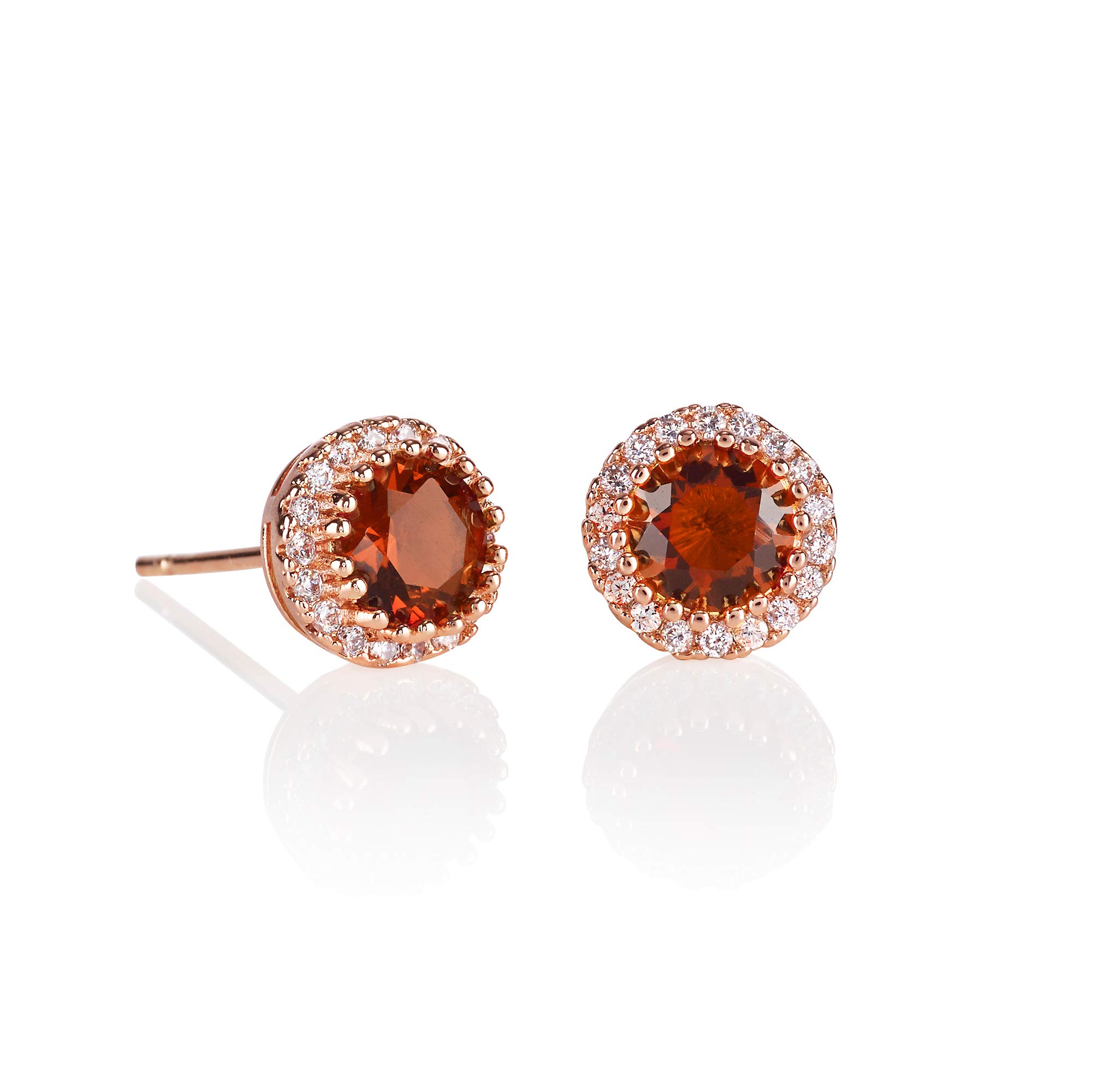 Namana Halo Stud Earrings for Women - White & Colored CZ Stones in Rose Gold, Gold or Silver | Perfect for Parties, Weddings & Everyday Wear | Blue, Green, Red, Light Blue & Clear Options