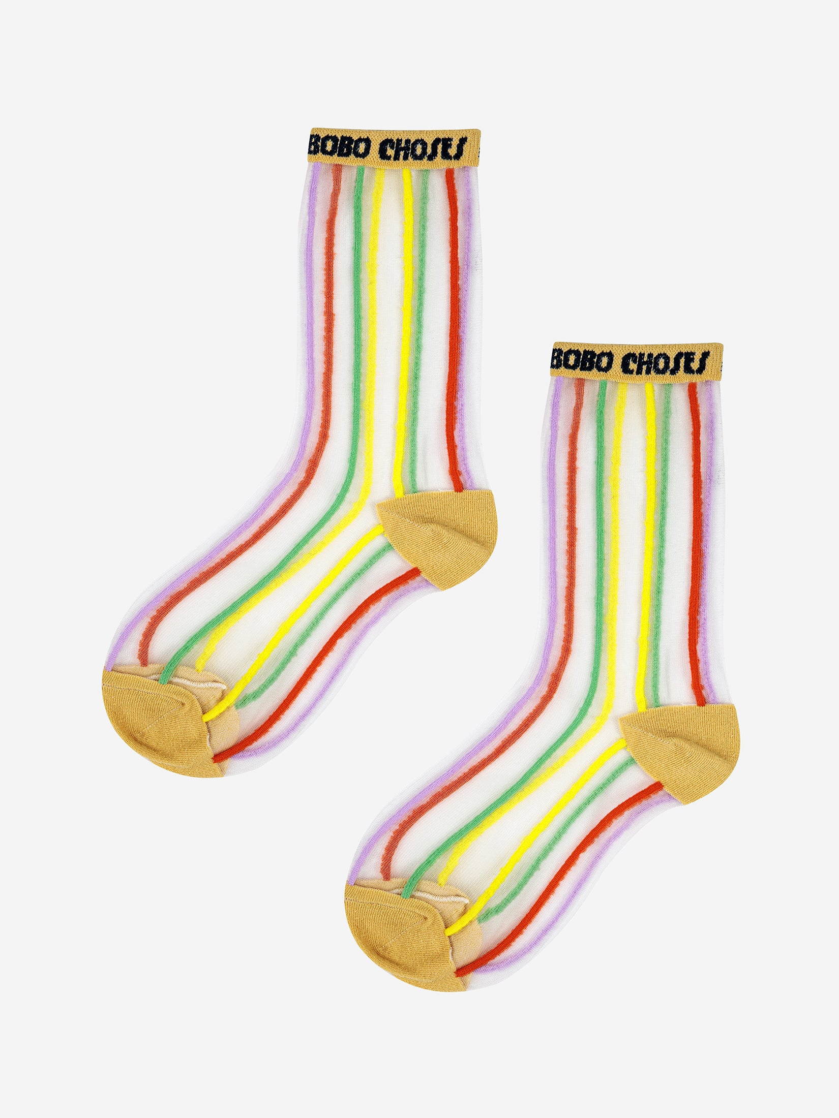 Bobo Choses Color Stripes Transparent Short Socks for Kids - Soft Cotton Ankle Socks for Boys & Girls - Perfect for School, Play & Everyday Wear