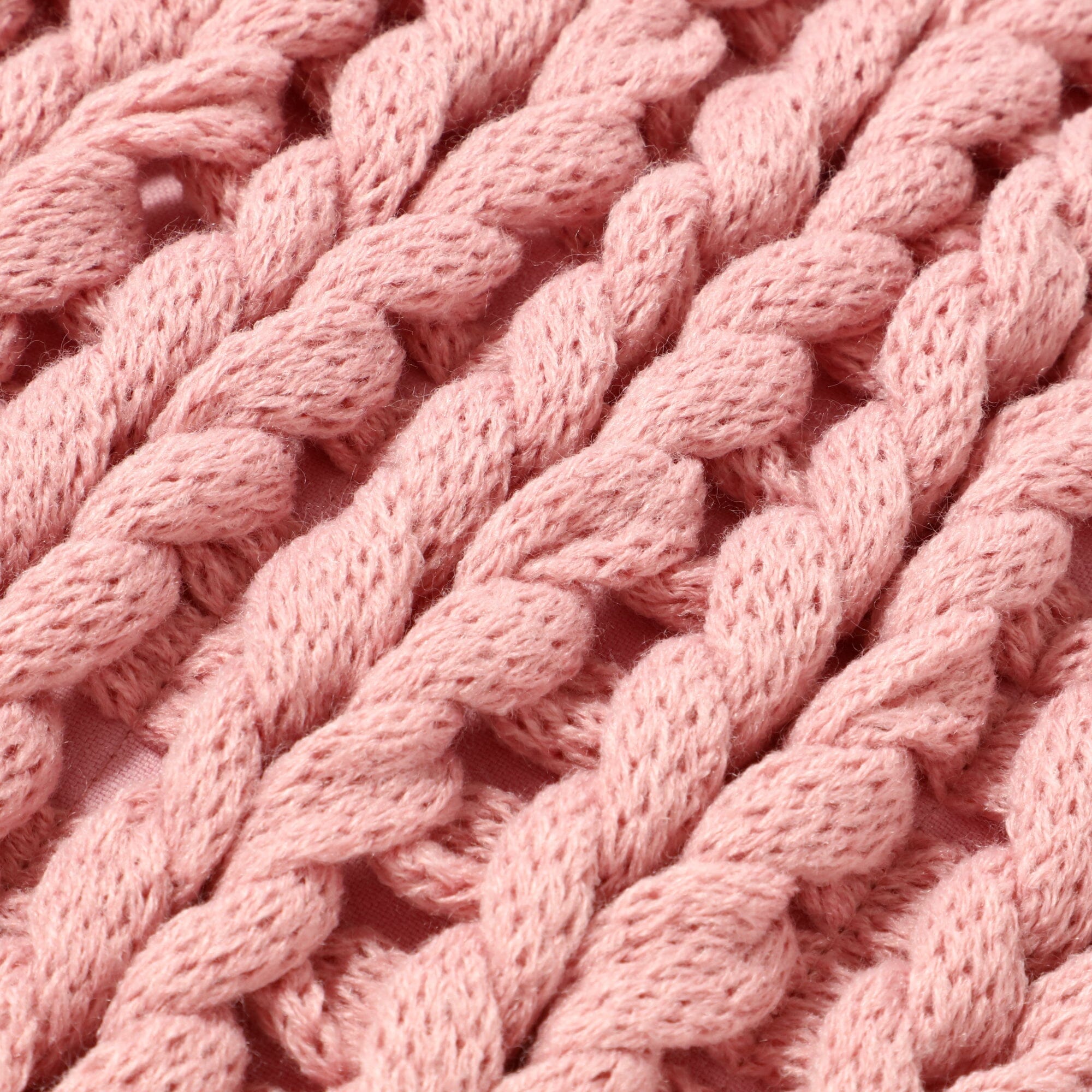 Chunky Knit Cushion Cover 18x18 Inches Pink - Soft Boho Pillow Case for Sofa, Bed, Living Room Decor