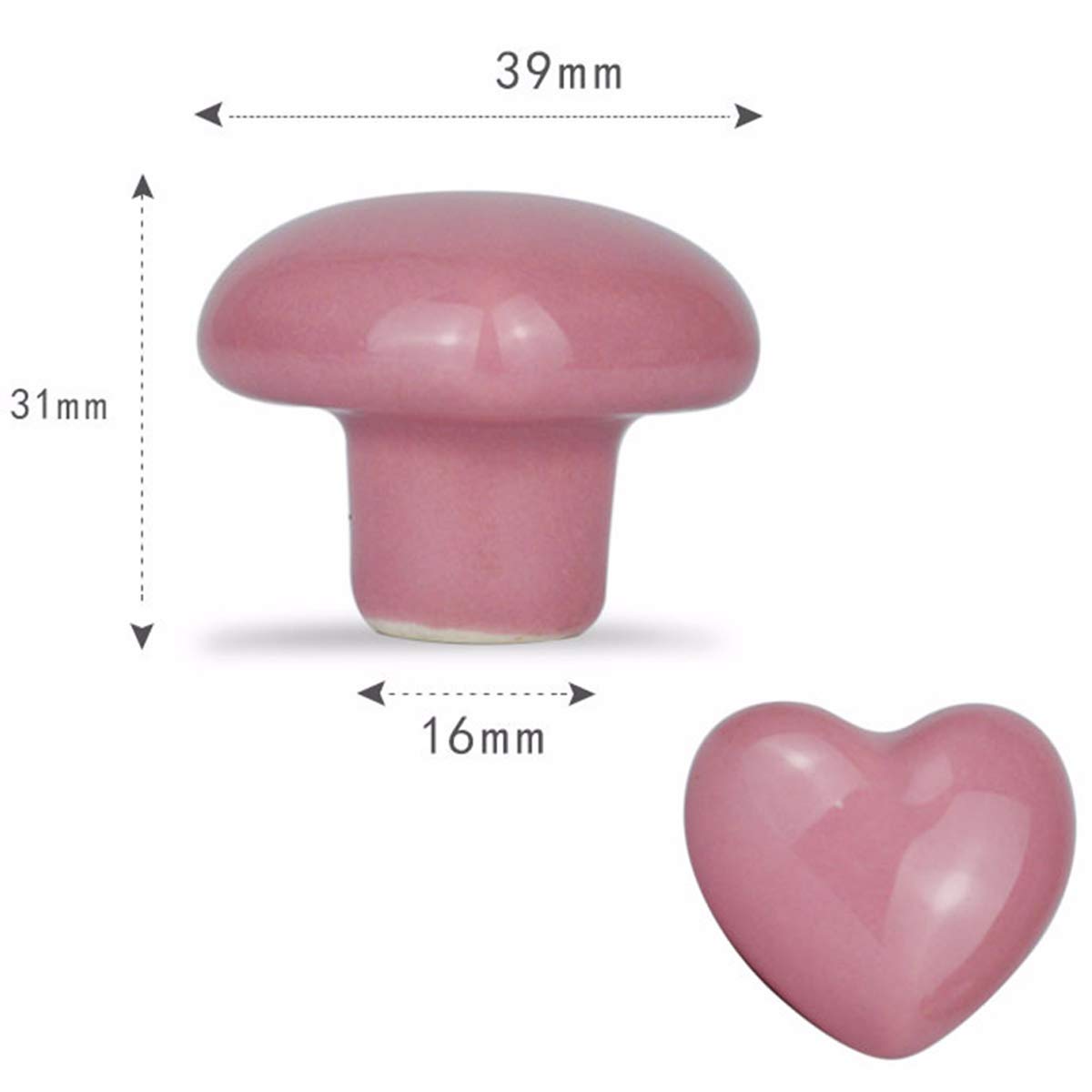 8PCS Ceramic Drawer Knobs for Kids Room - Pink Heart Shaped Cabinet Handles, Dresser & Wardrobe Pulls - Durable & Safe for Nursery, Bedroom Furniture Decor
