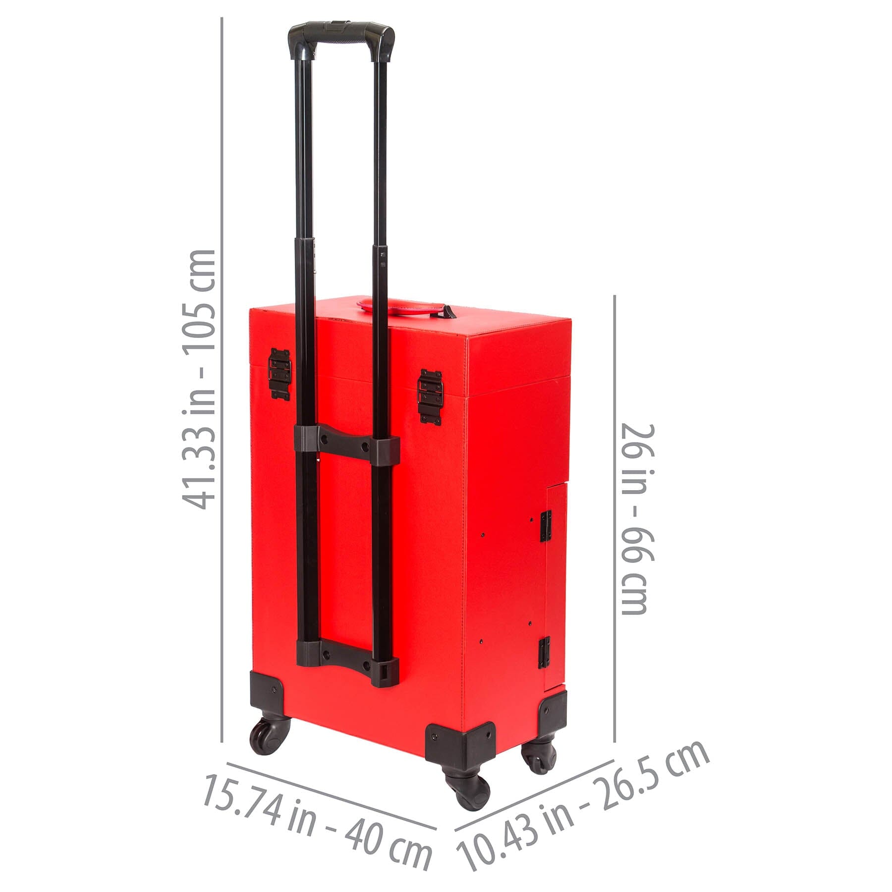 Large Rolling Makeup Case with Mirror - Professional Travel Cosmetic Organizer for Women | Perfect for Air Travel, Salon Stylists & On-the-Go Beauty Touchups (Red)
