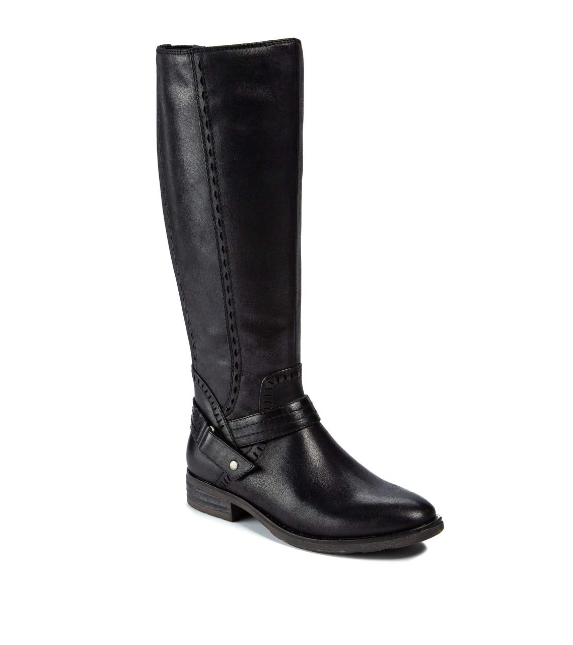 BareTraps Women's Abram Laser Cut Mixed Media Riding Boots - Black, Size 8 Medium (B,M) | Stylish & Comfortable Equestrian Boots for Casual Wear, Horseback Riding & Fall Fashion