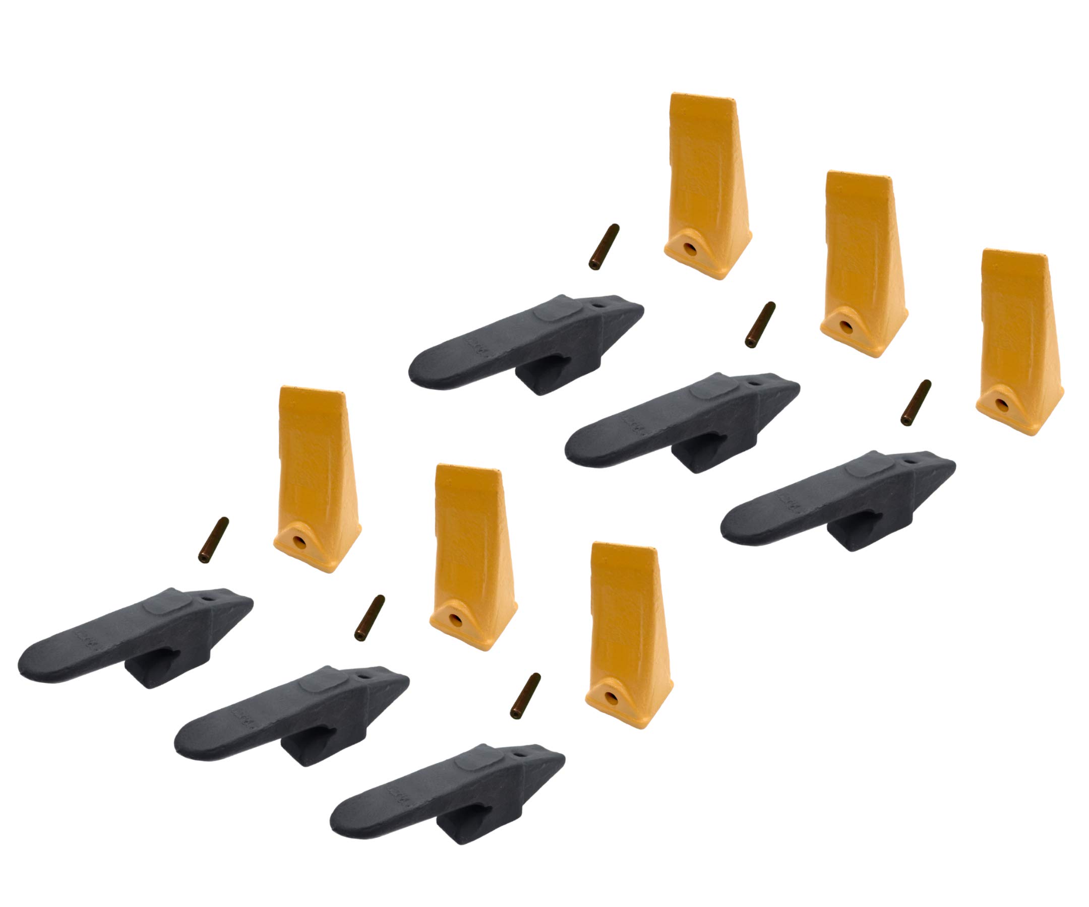 Mini Excavator Weld-on Bucket Adapters, Teeth & Pins Kit - Compatible with CAT VRS-50 (6) - Models 238-3204 Bottom Leg/Strap, 238-3202 SP, 238-3200 - Heavy Duty Construction & Excavation Replacement Parts