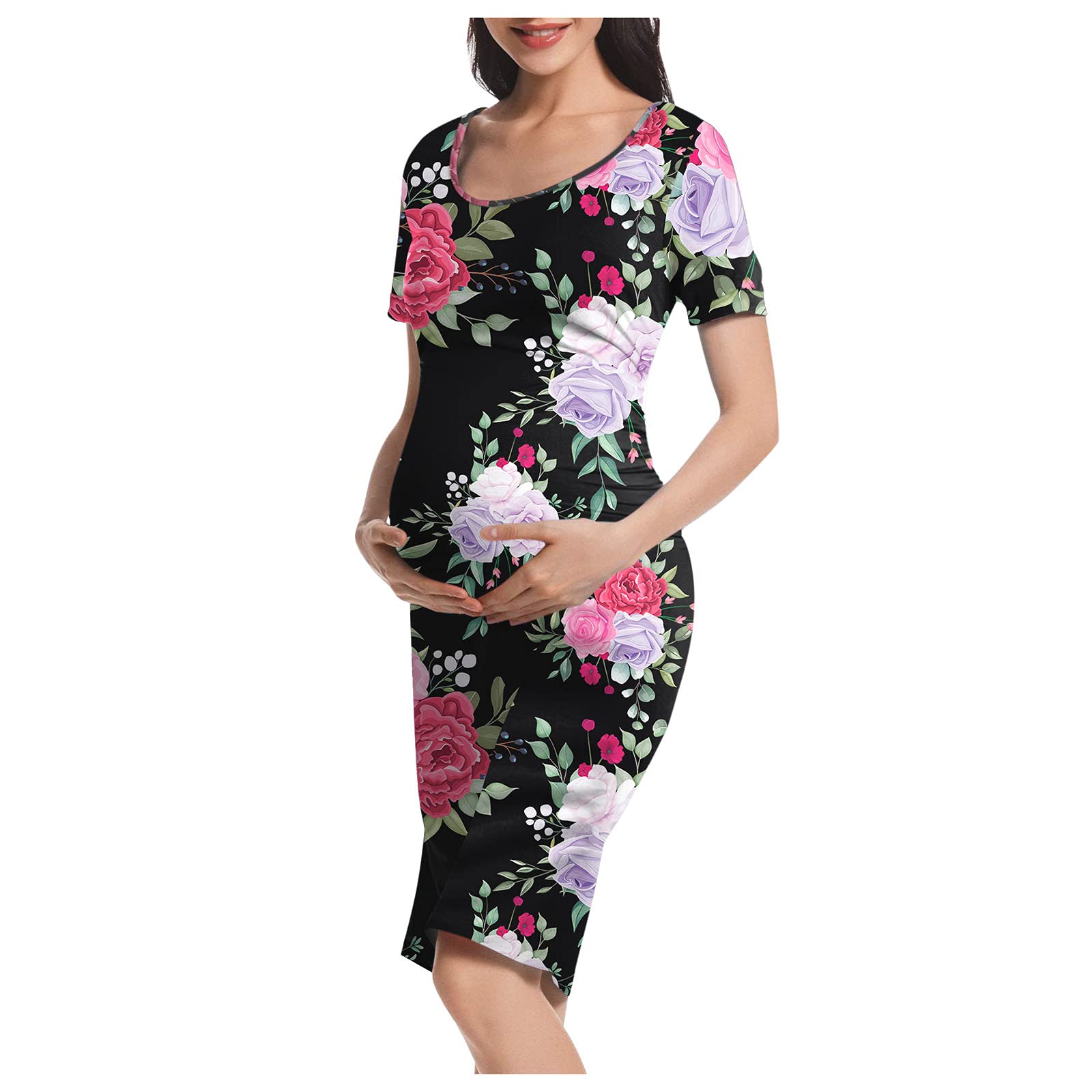 Floral Maternity Dresses for Women - Summer Pregnancy Clothes & Nursing Outfits - Comfortable & Stylish for Maternity Photos, Baby Showers & Everyday Wear