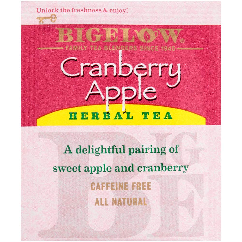 Bigelow Cranberry Apple Hibiscus Herbal Tea Bags - 28 Count, All Natural Non-GMO Caffeine-Free Tea - Perfect for Relaxation, Afternoon Tea & Wellness Moments