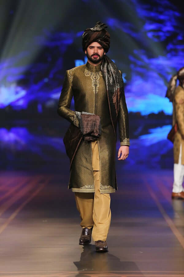 Handwoven Gold & Copper Sherwani with Fawn Detailing - Premium Indian Wedding Attire for Groom & Groomsmen | Traditional Ethnic Wear for Festivals & Special Occasions