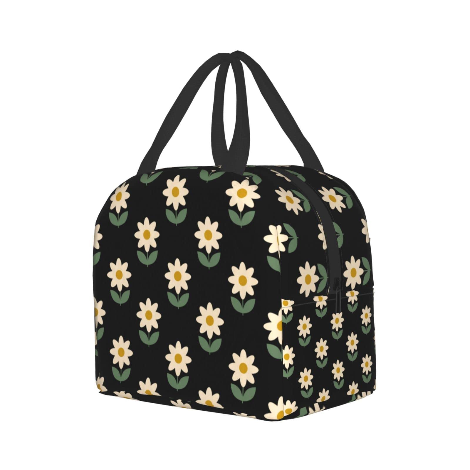Flower Print Insulated Lunch Box - Reusable & Leak-Proof Lunch Bag for Men & Women - Portable Meal Container for Work, Travel, Picnic & Outdoor Activities