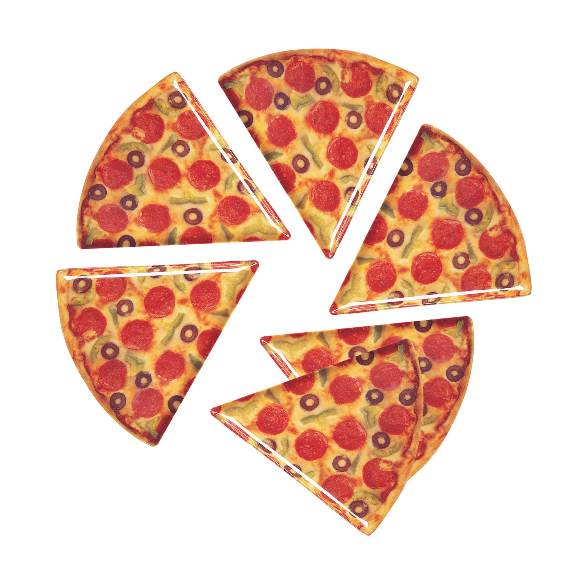 Supreme Housewares 9 Inch Melamine Pizza Slice Plates - Set of 6 Durable Party Dishes for Pizza Night, Game Day & Outdoor Dining