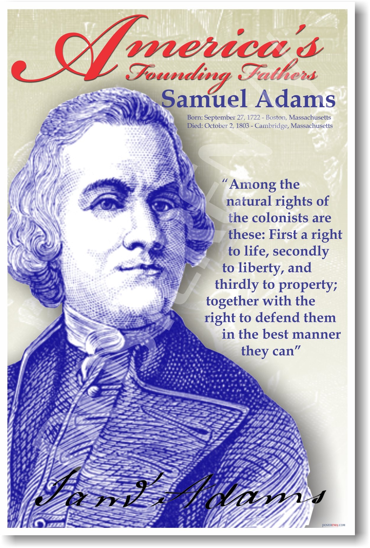 Samuel Adams Biography Poster - American Founding Fathers History Classroom Decor - Perfect for US History Lessons & Homeschooling