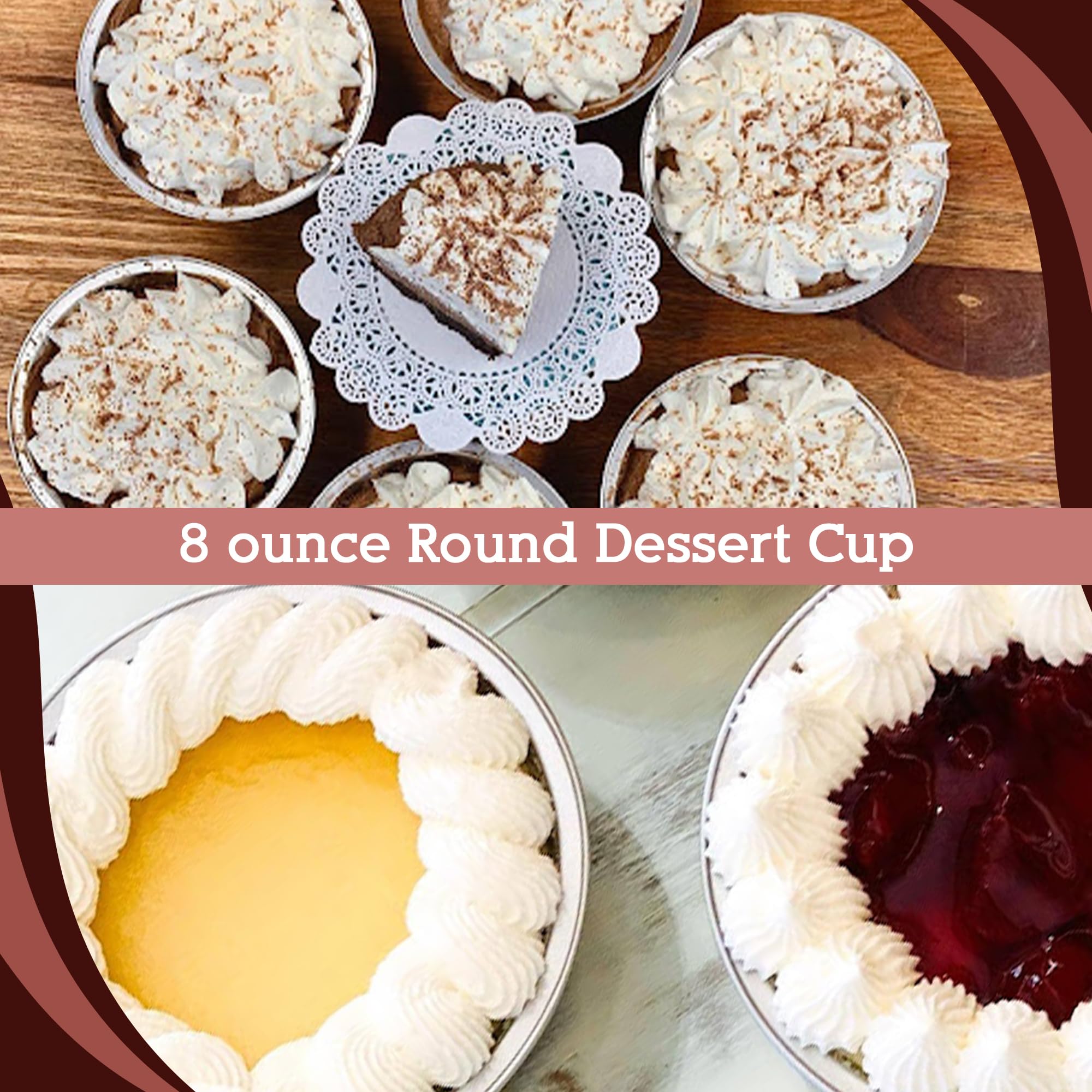 KitchenDance 8oz Disposable Round Aluminum Foil Pans with Snap-on Plastic Lids - Mini Cake Pans for Baking, Cupcake Tins, Party Dessert Containers - Vibrant Colors & Sturdy Scalloped Design (Set of 12) - Perfect for Birthday Parties, Picnics, and Holiday Baking