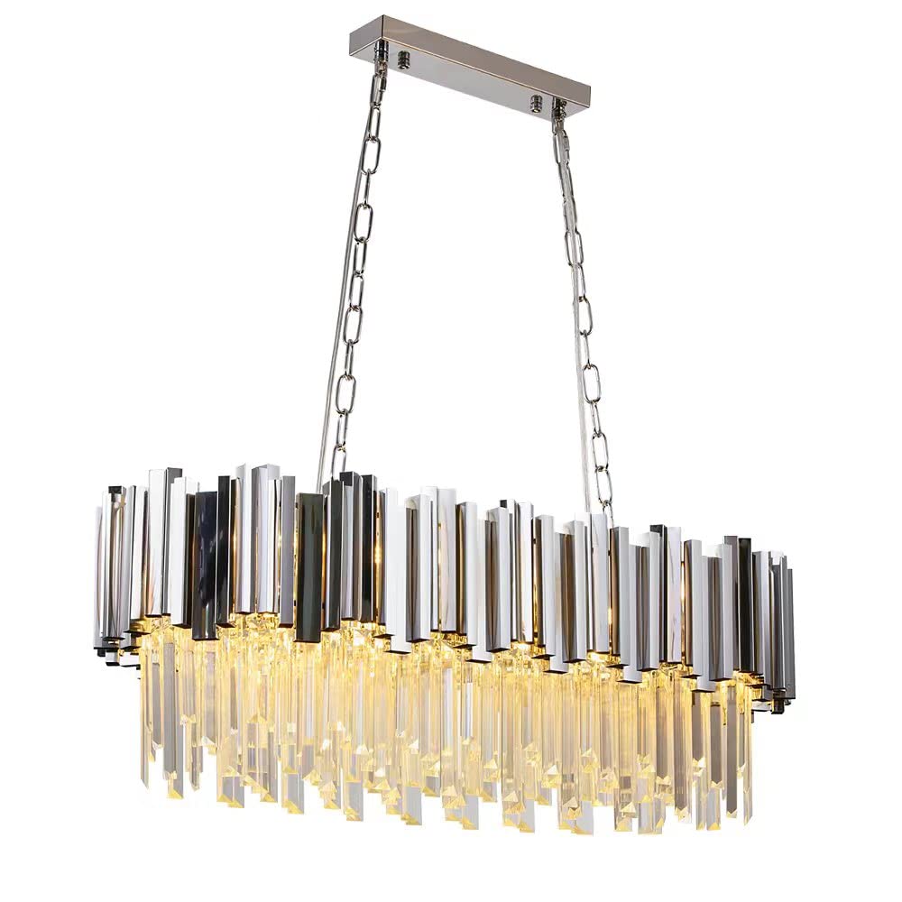 WABON Modern Crystal Chandeliers - Chrome Luxury Ceiling Light Fixture | Contemporary Pendant Lighting for Dining Room, Living Room, Bedroom & Foyer | Perfect for Home Decor, Wedding Venues & Luxury Interior Design