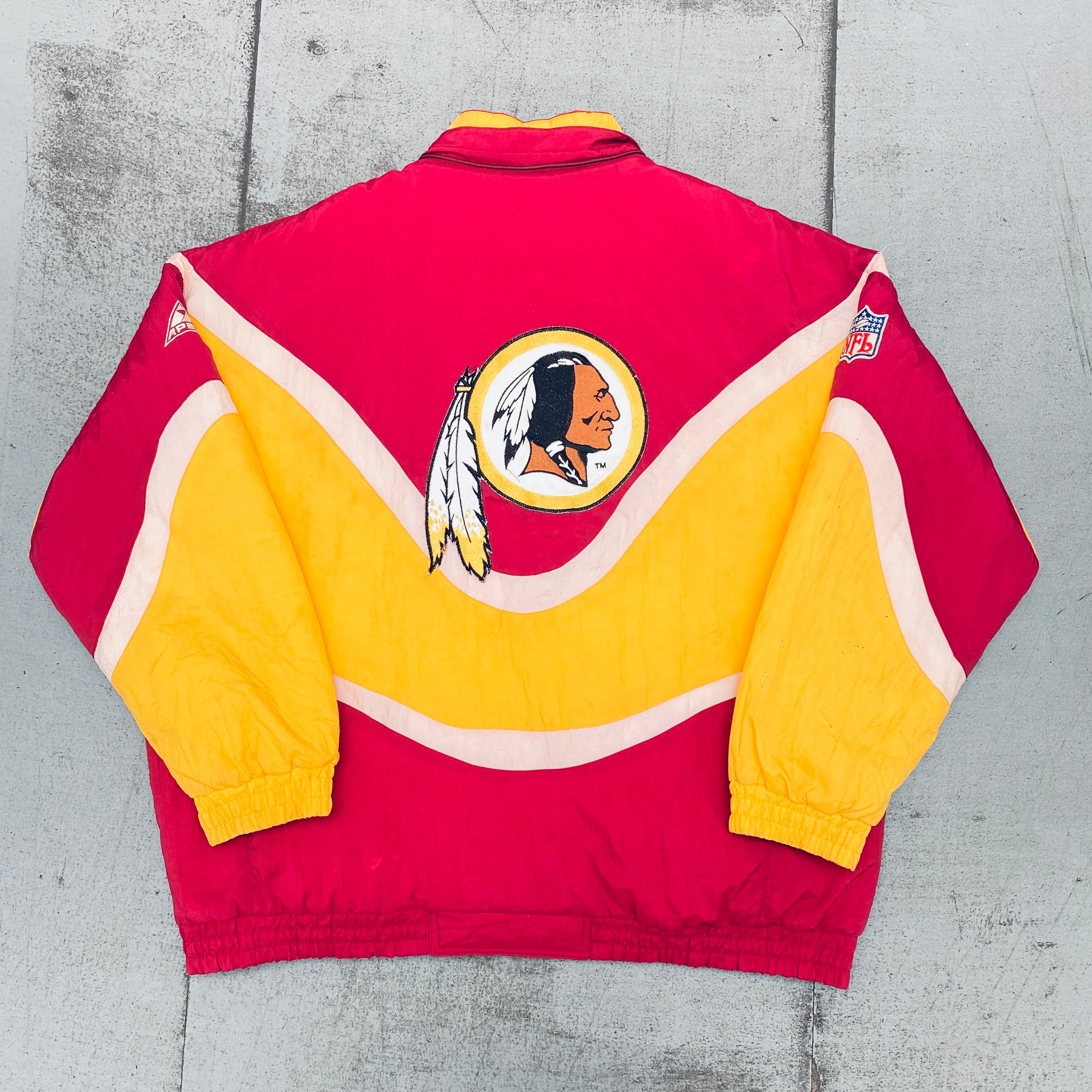 Washington Redskins 1990s Vintage Apex One Ice Cream Man Wave Full-Zip Proline Jacket - XL Size | Retro NFL Football Fan Gear for Game Day & Collectors
