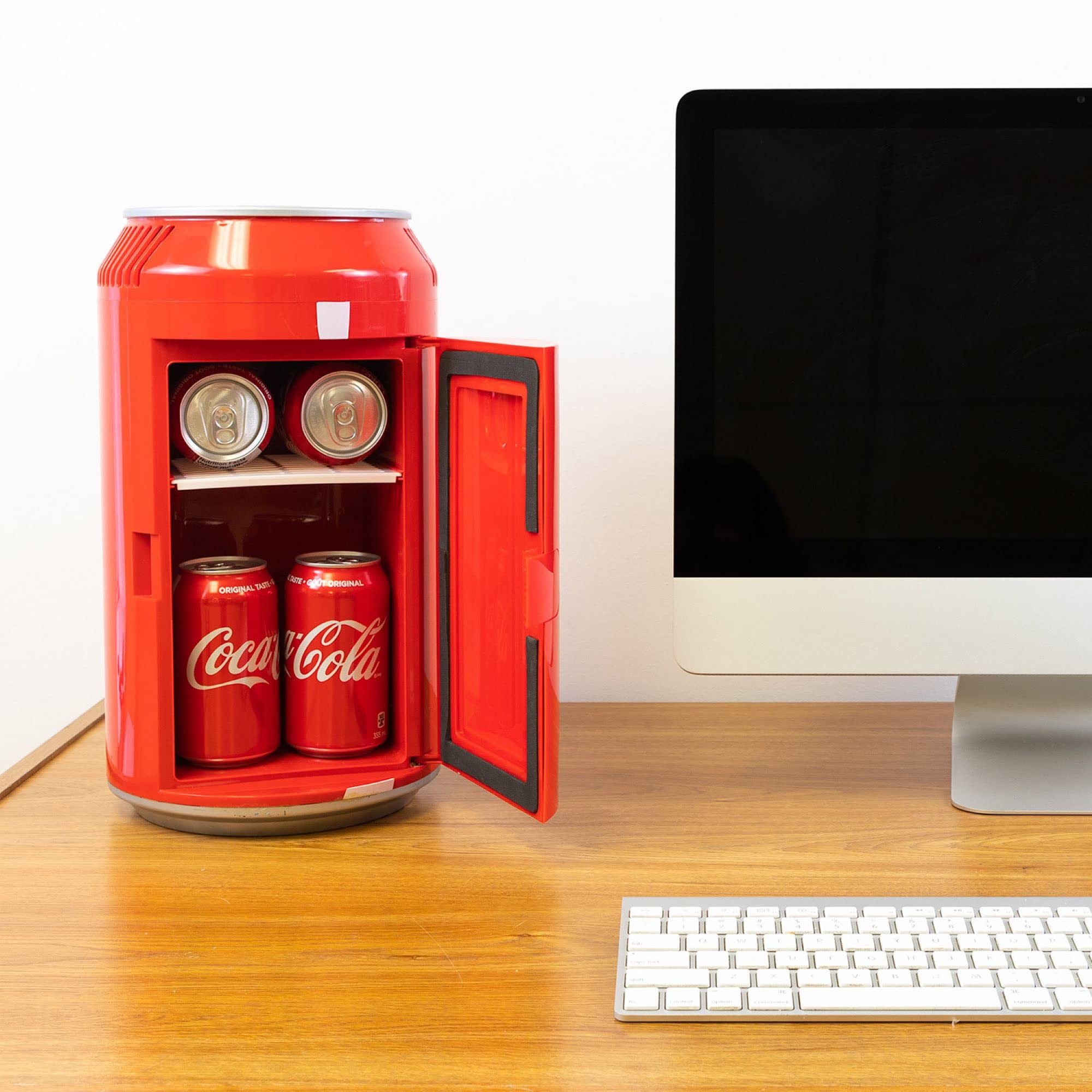 Koolatron Coca-Cola Portable 8 Can Mini Fridge - 5.4L/5.7Qt Thermoelectric Cooler for Home, Office, Car & Travel - Keeps Beer, Beverages, Snacks, Skincare & Medication Fresh - 12V DC/110V AC Power - Perfect for Road Trips, Camping & Dorm Rooms (Red CC06)