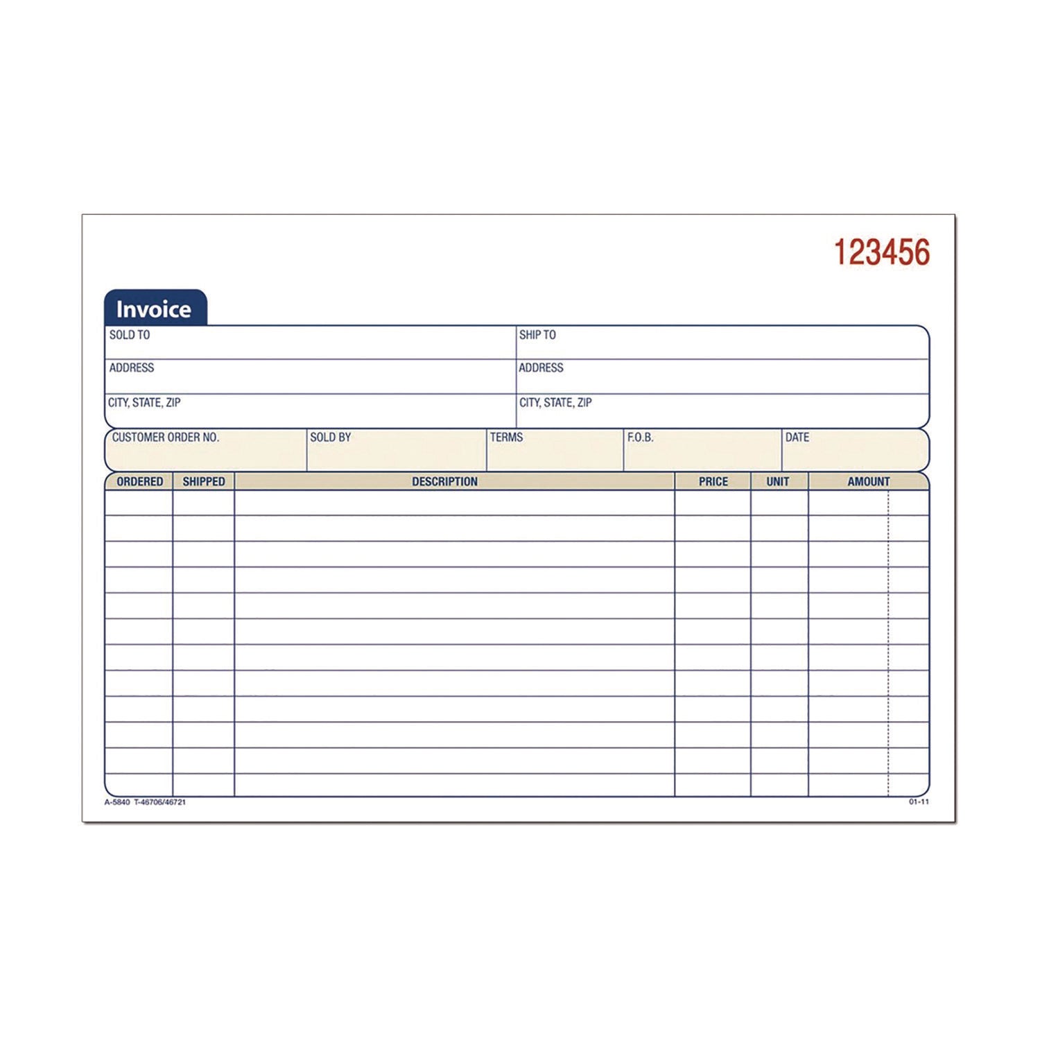 Adams® Multipart General Purpose Carbonless Invoice Pad - 3-Part, 7.94