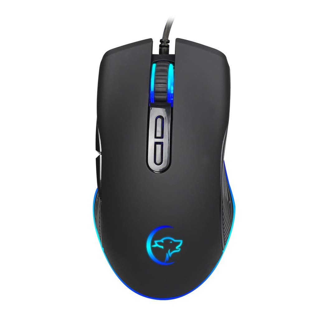 Ergonomic LED Programmable 7-Button Wired Gaming Mouse with 3200DPI Optical Sensor & USB Connection - Includes Gaming Mouse Pad & Wrist Support (Black) - Perfect for PC Gaming, Office Work, and Long Computing Sessions