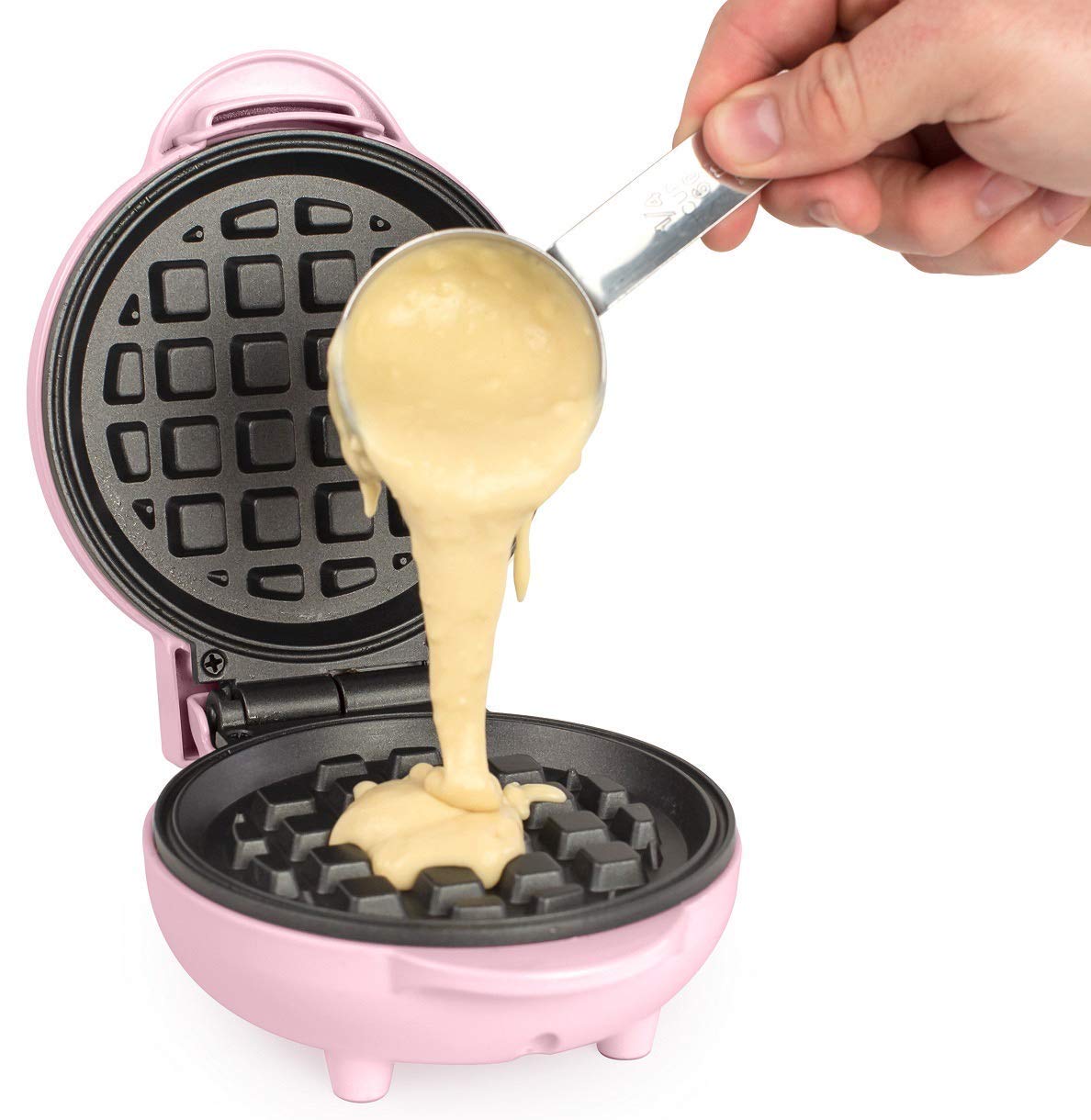 Nostalgia MWF5AQ MyMini Personal Electric Waffle Maker - Make Waffles, Hash Browns, French Toast, Grilled Cheese, Quesadillas, Brownies & Cookies - Compact & Portable, Perfect for Dorms, Offices & Small Kitchens (Pink)