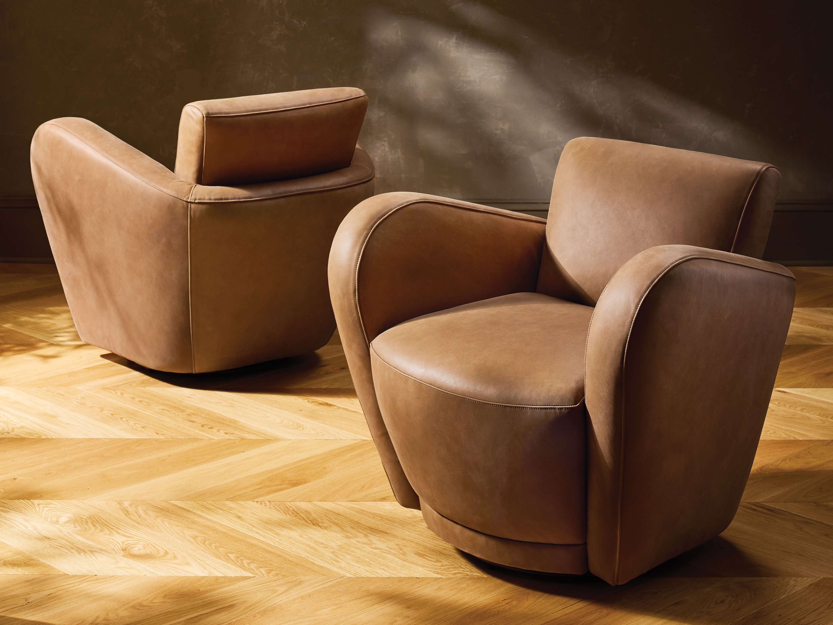 Amelia Genuine Leather Swivel Chair - 360 Degree Rotating Office Chair with Adjustable Height - Perfect for Home Office, Living Room, and Conference Rooms