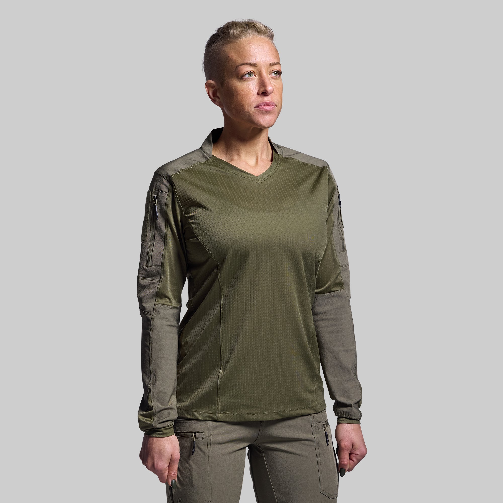 Women's Long Sleeve Op Top Pro Shirt - OD Green Tactical Performance Shirt for Outdoor Activities, Hiking & Range Training