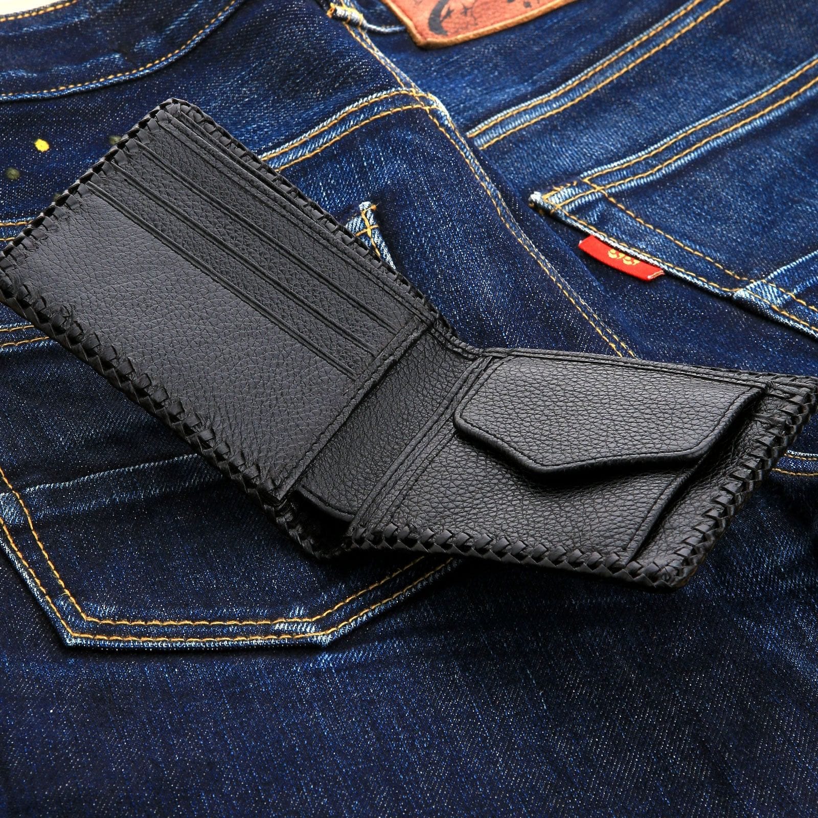 Red Stingray Cross Black Lizard Skin Leather Biker Wallet for Men - RFID Blocking Slim Wallet with Money Clip - Perfect for Motorcycle Riders & Everyday Carry