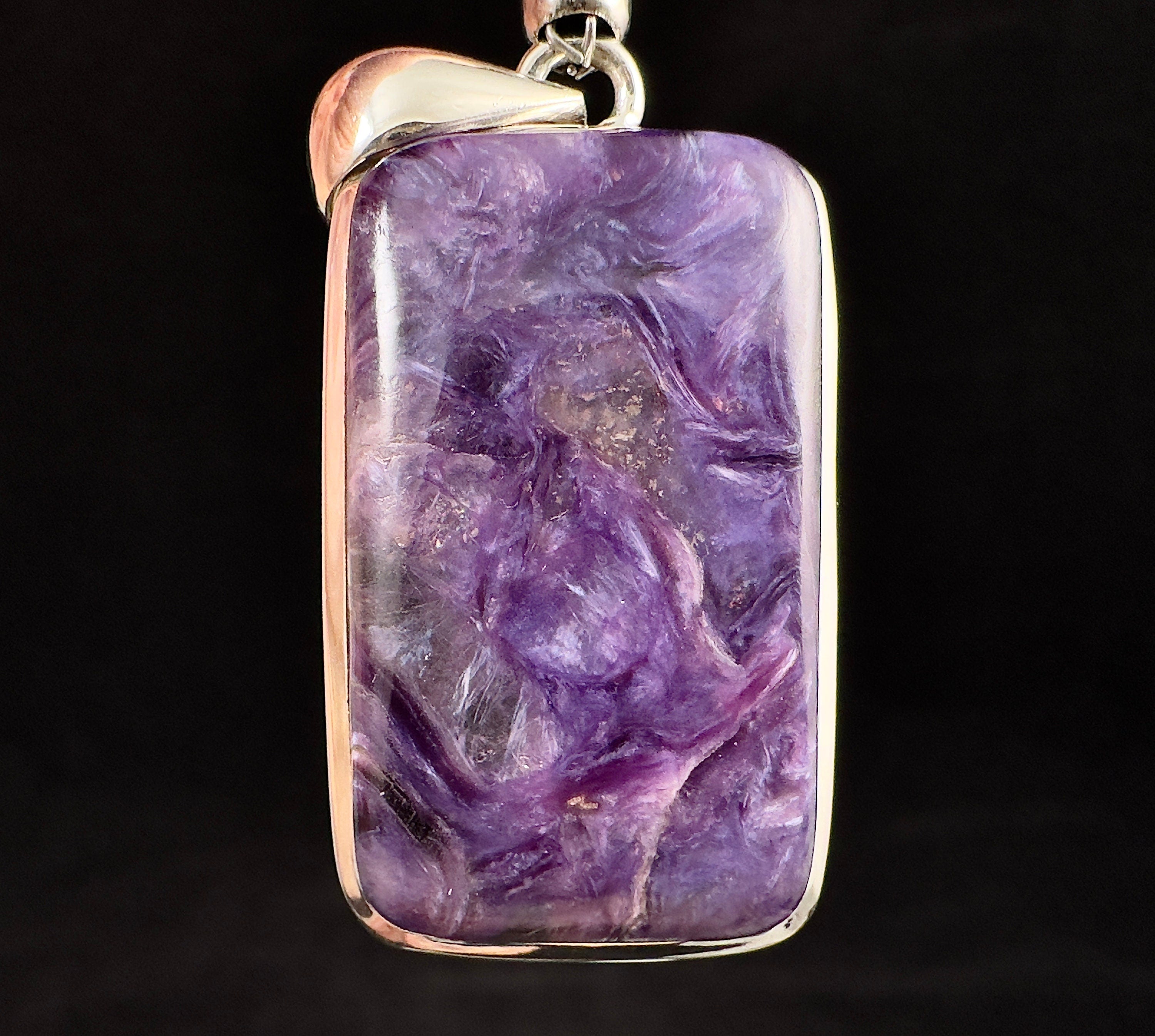 CHAROITE Crystal Pendant Necklace - Sterling Silver Fine Jewelry for Women - Healing Stones & Spiritual Gifts - Perfect for Meditation, Energy Work & Everyday Elegance