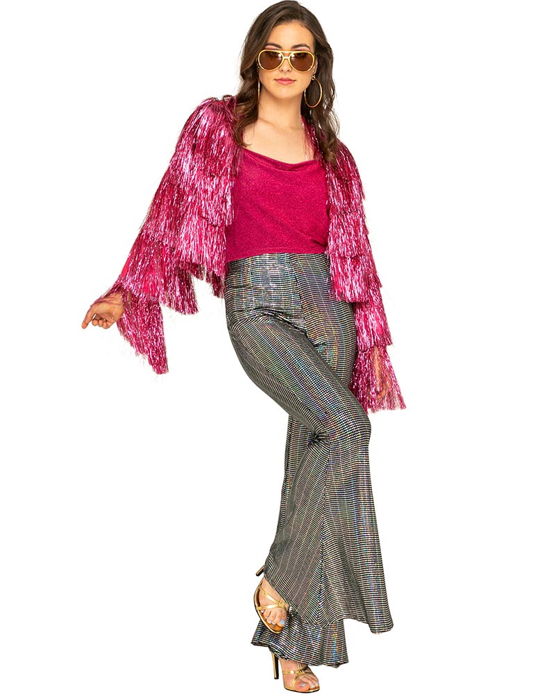 70s Funky Fringe Pink Disco Women's Jacket - Retro Vintage Party Costume for Halloween, Disco Night & 70s Theme Parties