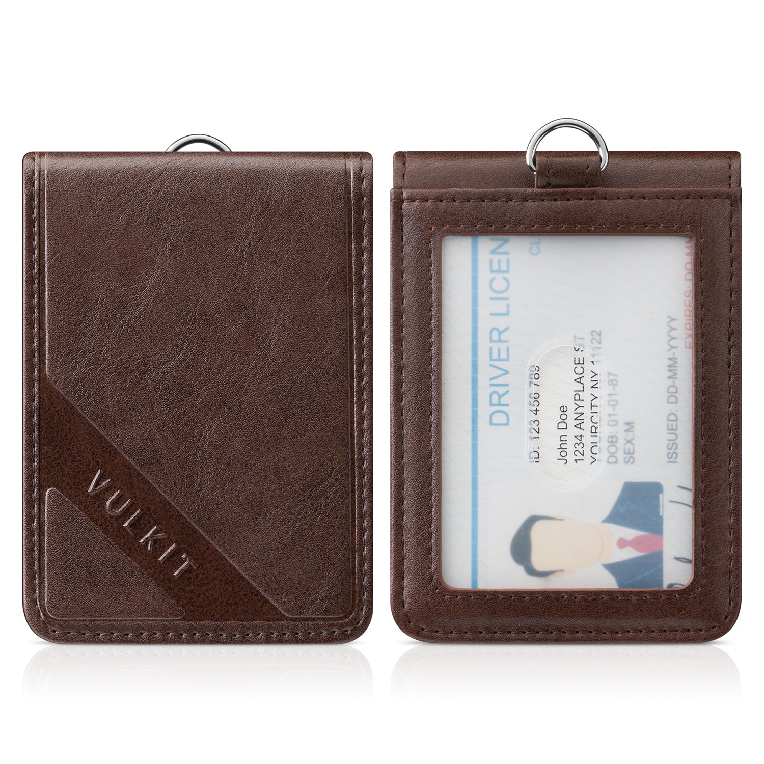 VBH101 Genuine Leather Card Holder with 3 Clear ID Windows - Slim RFID Blocking Wallet for Men & Women - Perfect for Travel, Business Cards, and Everyday Use