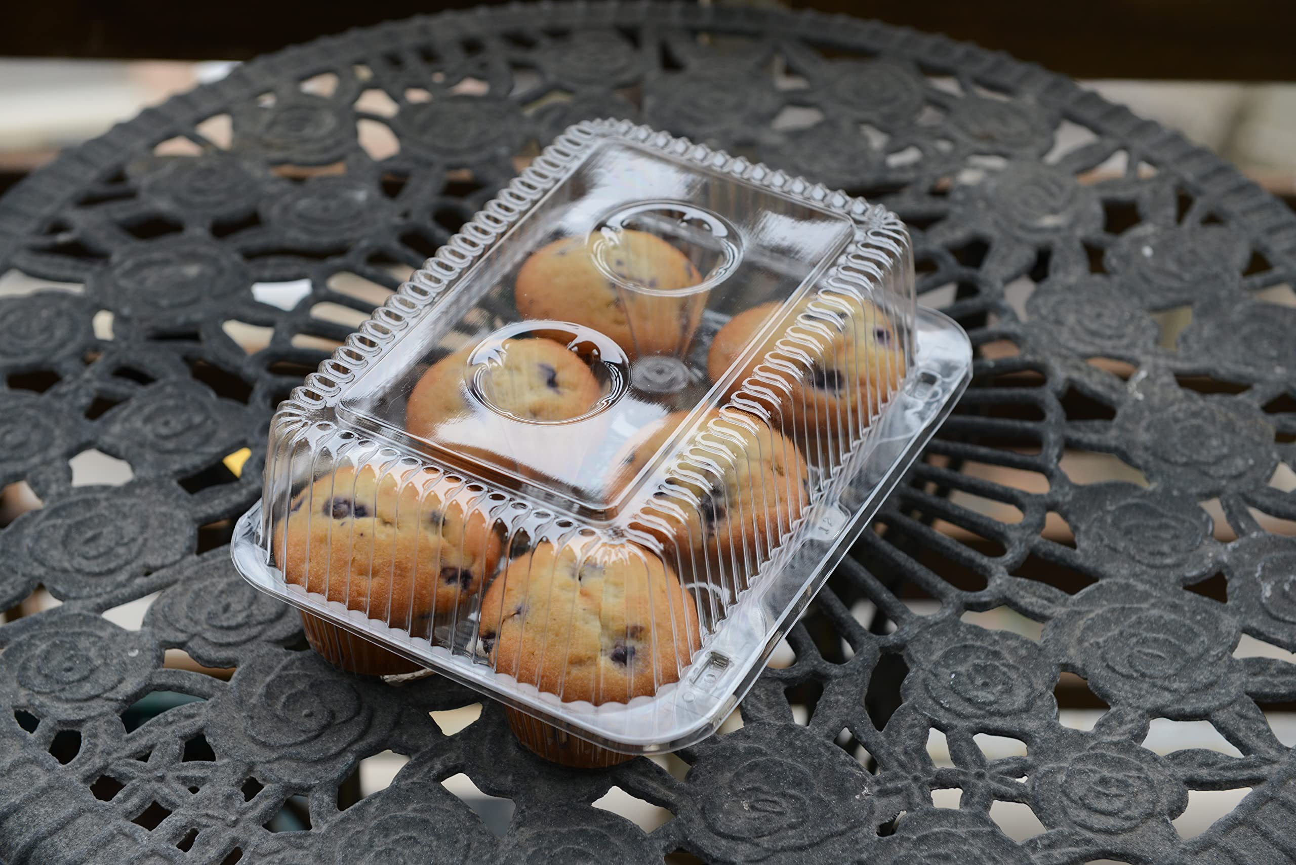 [250 Pack] 6 Compartment Clear Plastic Muffin Containers - Disposable Hinged Cupcake Boxes with 6 Cavities | Durable Half Dozen Cupcake Carrier | Deep Plastic Baking Containers for Bakery, Takeout, Wedding & Party | Perfect for Dessert Display, Food Storage & Catering Events