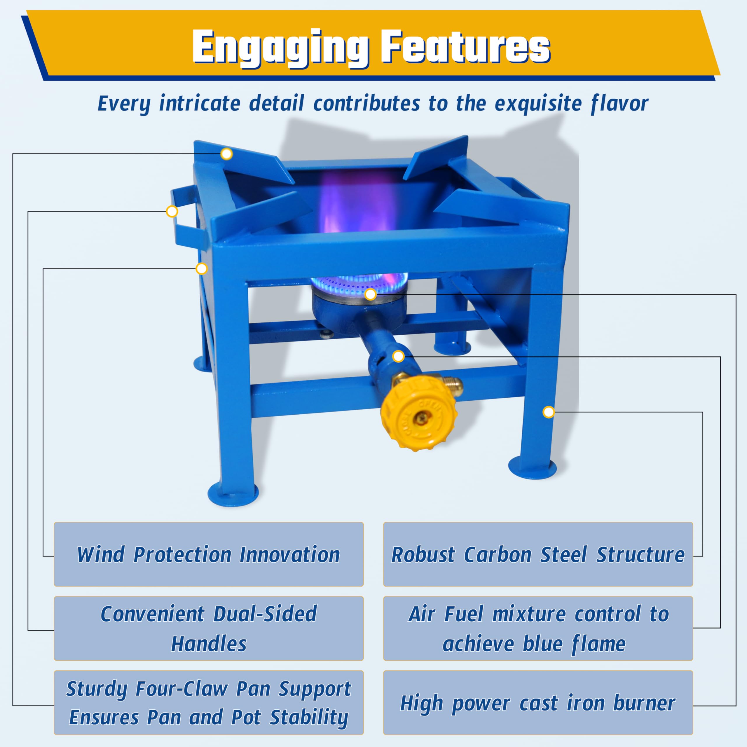 Portable Single Burner Propane Stove - Heavy Duty Cast Iron High Pressure Outdoor Cooker, High BTU Propane Burner for Turkey Frying, Seafood Boiling, Homebrewing | Perfect for Camping, Backyard BBQs, and Emergency Cooking