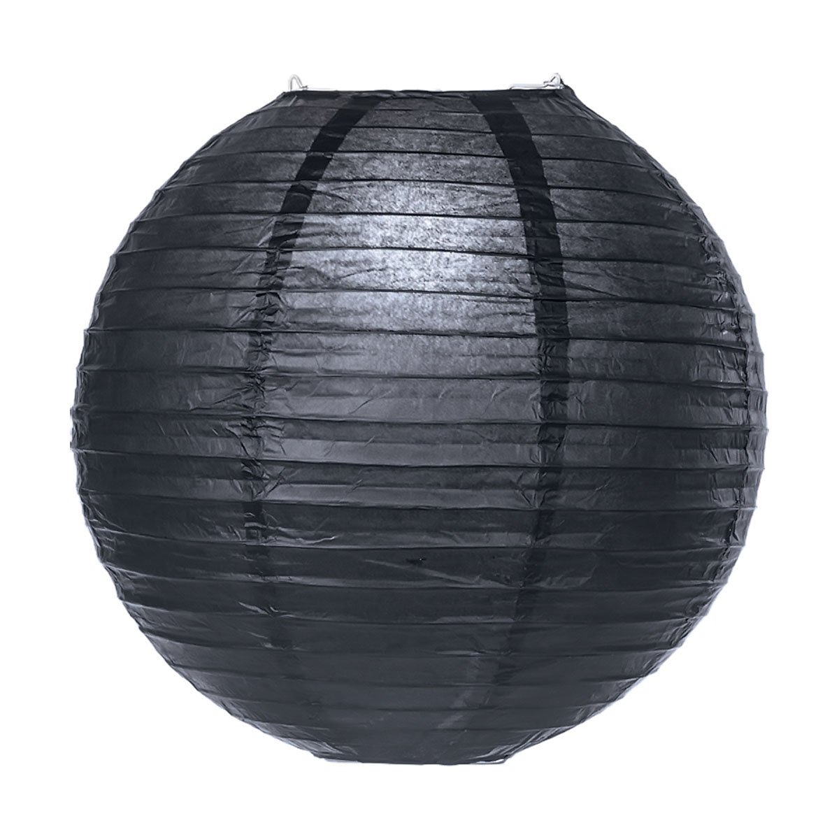 Premium 20-Inch Black Tie Parallel Ribbed Paper Lantern - Chinese & Japanese Rice Paper Hanging Decoration - Perfect for Home Decor, Wedding Party & Indoor Outdoor Events