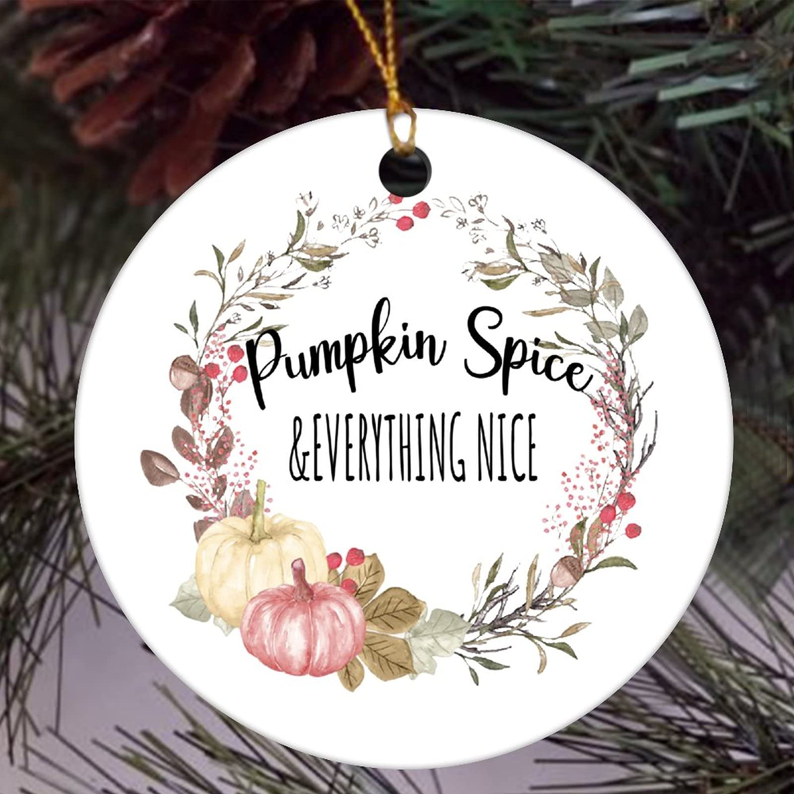 Autumn Pumpkin Spice Christmas Ornament - Personalized Tree Decor for Holidays & Weddings