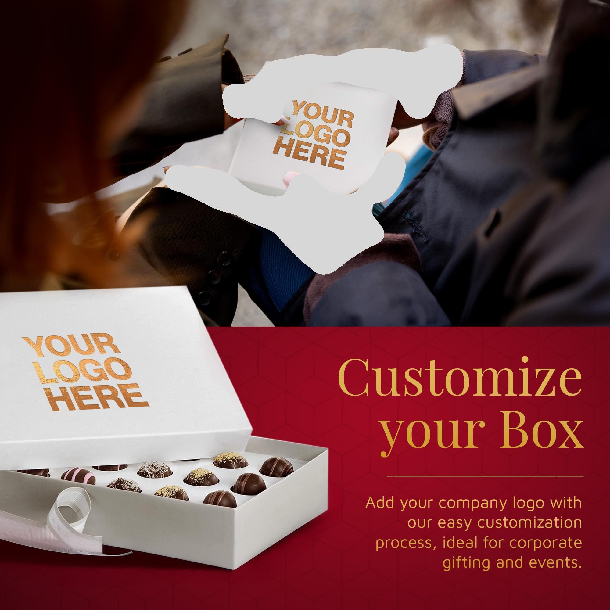 Premium Chocolate Gift Baskets - Holiday Chocolate Assortment Set of 3 with 6 Sections, Kosher Dairy-Free Gourmet Truffles - Perfect Valentine's Day Gifts, Office Corporate Gifts for Employees, Clients & Business Partners