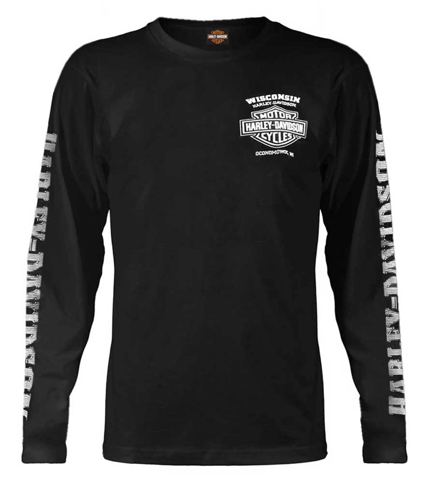 Harley-Davidson Men's Black Skull Lightning Graphic Long Sleeve T-Shirt | Biker Apparel for Motorcycle Riders & Harley Fans | Perfect for Riding, Casual Wear & Gifts
