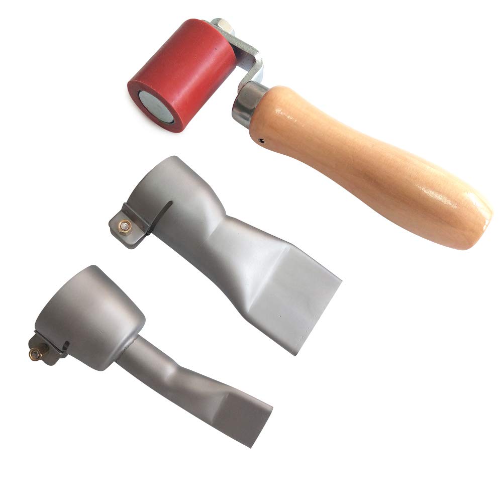 Heavy Duty 45mm Silicone Seam Roller with Heat Gun - 40mm Flat Weld Nozzle & 20mm Slot Weld Tip for Triac Plastic Welder | Professional Roofing Repair Tool for PVC, TPO & EPDM Membranes | Perfect for DIY Roofing Projects & Waterproofing Applications