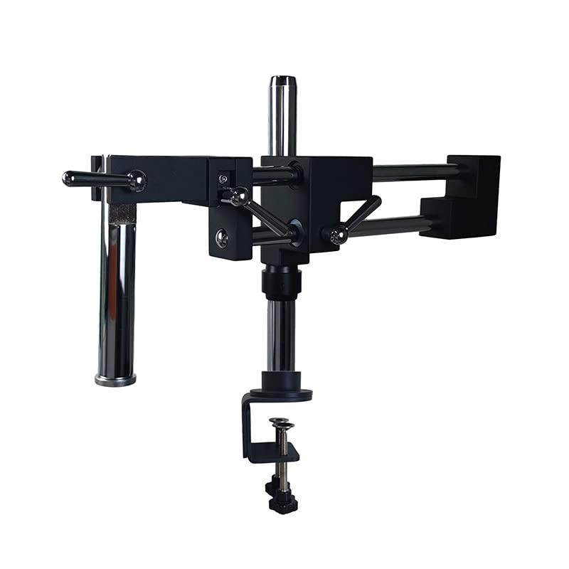 Adjustable Microscope Stand Arm with Clamp - Double Boom Holder Bracket for Lab, Industrial & Stereo Microscopes | Compatible with Trinocular Cameras, Phones & Soldering Tools (Black) | Perfect for Research, Repair & Precision Work