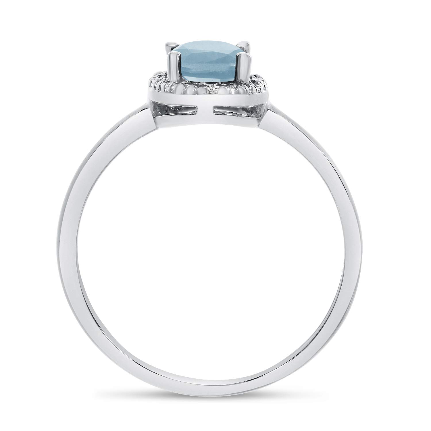10K White Gold Oval Aquamarine and Diamond Engagement Ring for Women - Elegant Wedding Band, Anniversary Gift, Promise Ring for Her
