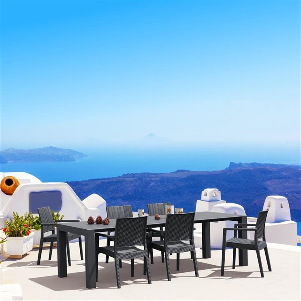Dark Gray Compamia Ibiza Patio Dining Arm Chairs (Set of 2) - Outdoor Furniture for Garden, Poolside, and Backyard Relaxation