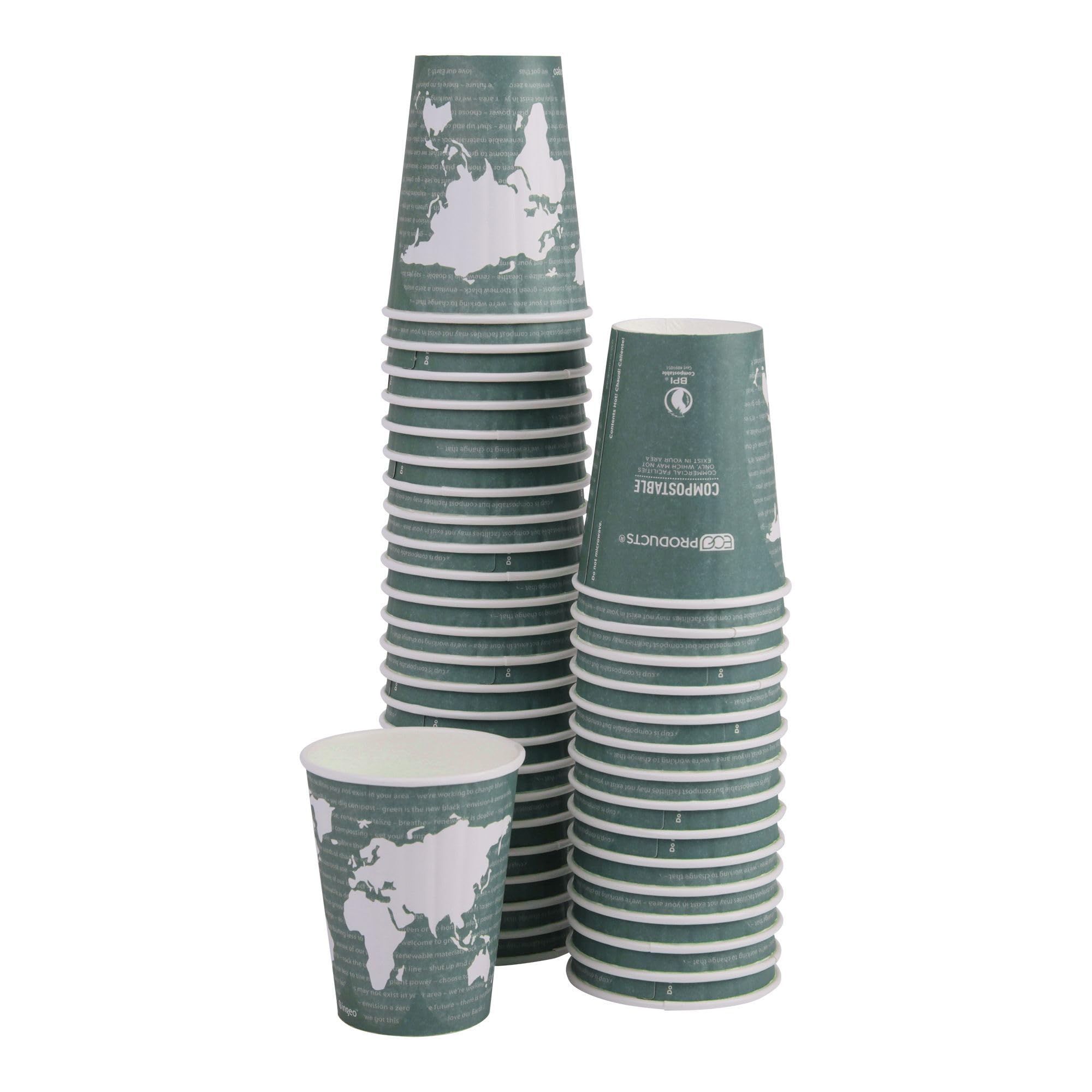 ECO PRODUCTS Compostable Disposable 12oz Coffee Cups - 600 Count Case, Double-Wall Insulated Hot Paper Cups with Plant-Based PLA Lining (No Sleeves Needed) | Biodegradable, Sustainable Coffee Cups for Offices, Cafés & Eco-Friendly Events