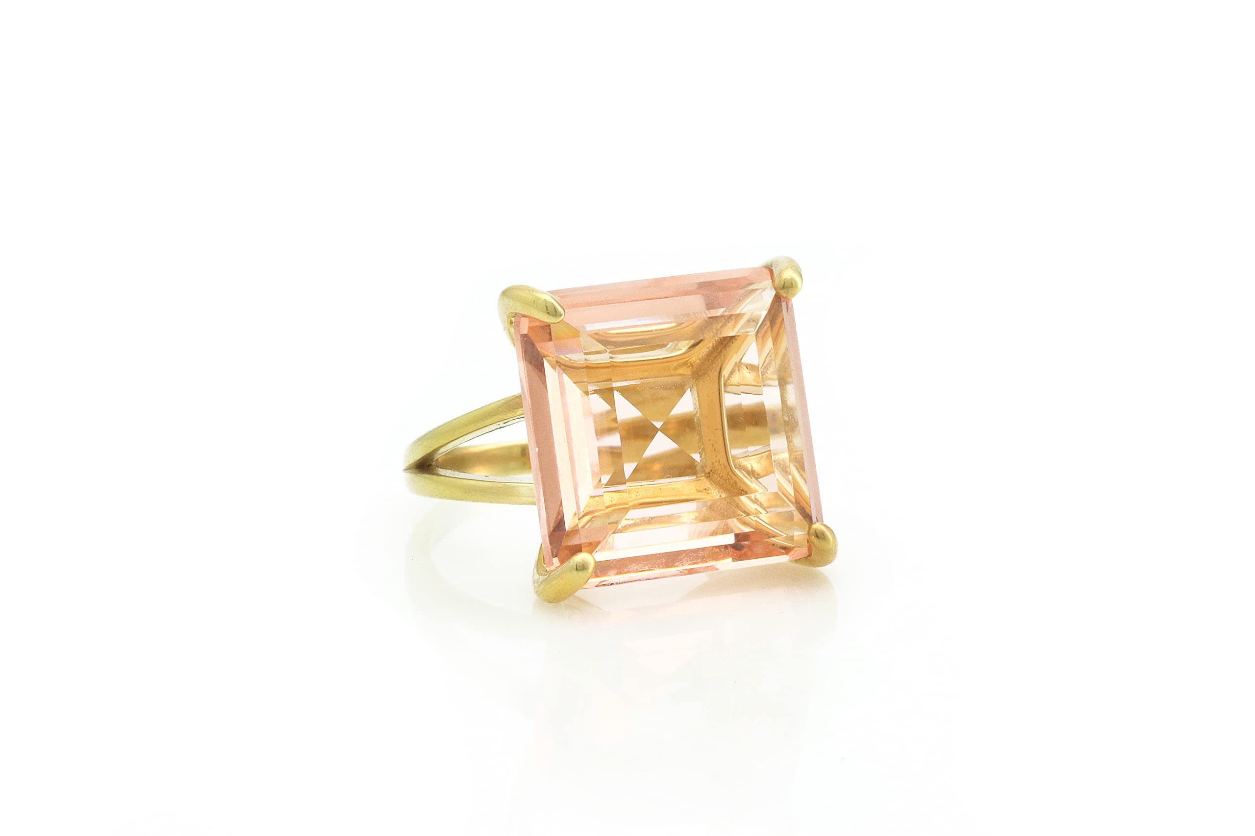 Anemone Morganite Square Ring – Elegant Large Gemstone Engagement Ring, Customizable Size & Engraving – Perfect for Proposals, Anniversaries & Special Occasions – Comes with Luxury Gift Box
