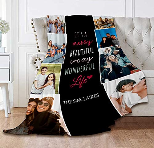 Custom Photo Collage Fleece Blanket 60x80 Inches - Personalized Wedding Anniversary Birthday Gift Blanket with Pictures - Soft Throw Blanket for Couples, Family & Friends - Perfect for Home Decor, Gifts & Cozy Nights
