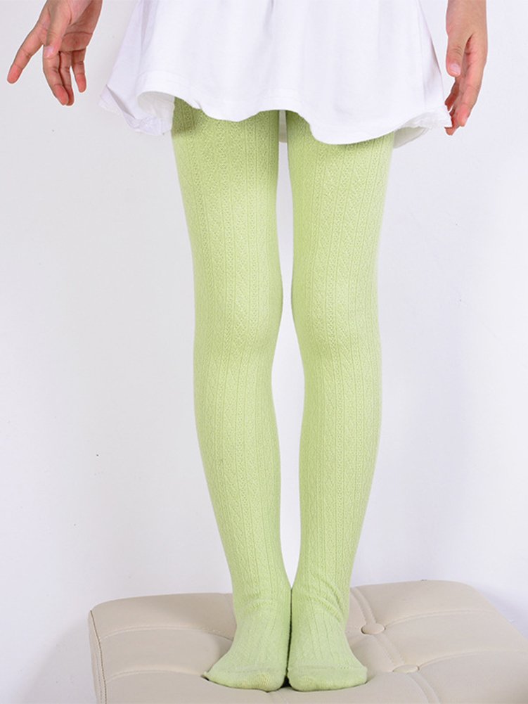 Little Girls' Solid Knitted Footed Tights - Soft Cotton Stockings & Leggings for Toddlers - Perfect for Winter, School Uniforms & Playtime